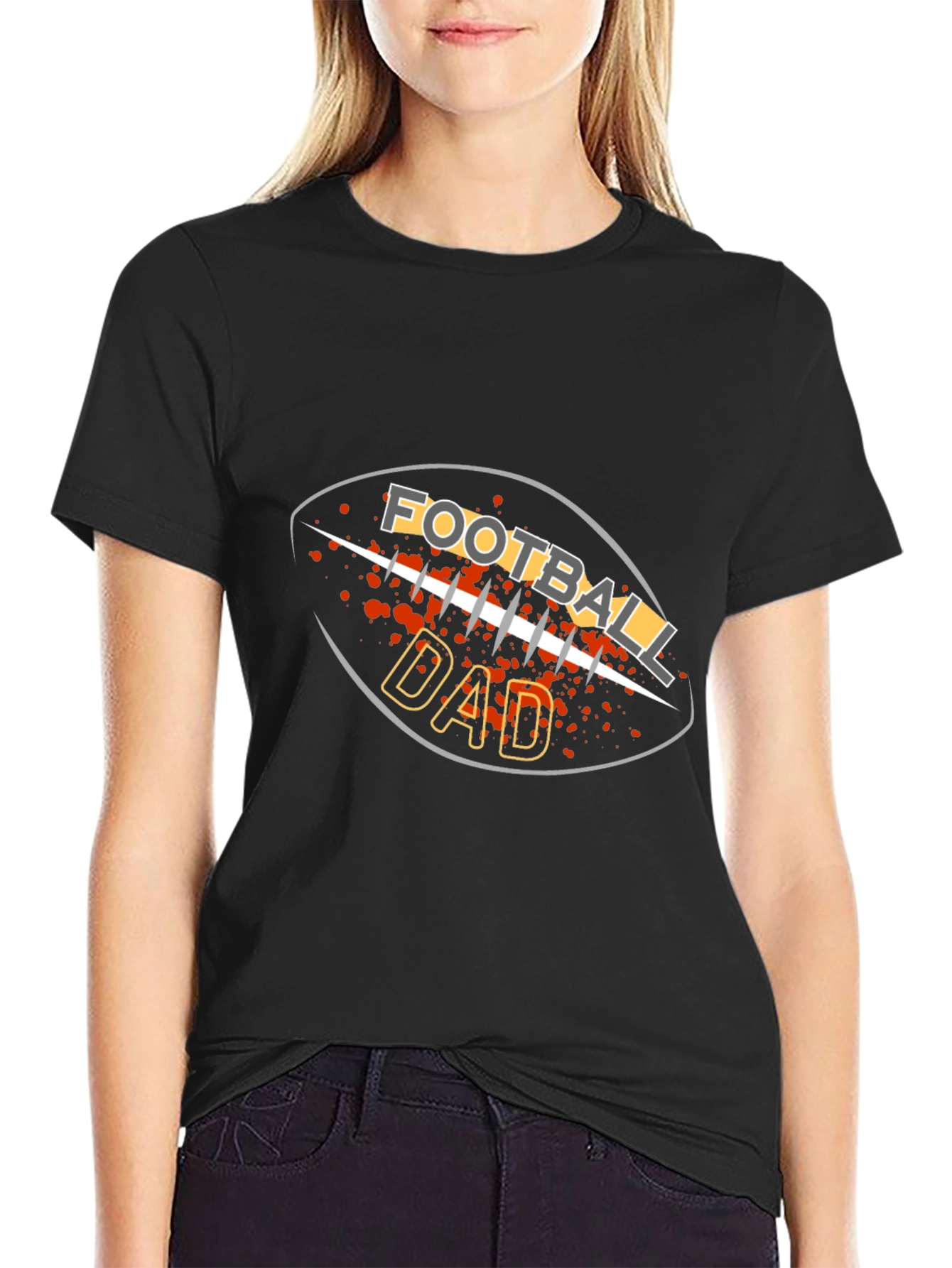 Black Football Dad Graphic T-Shirt - Black Tee view 2