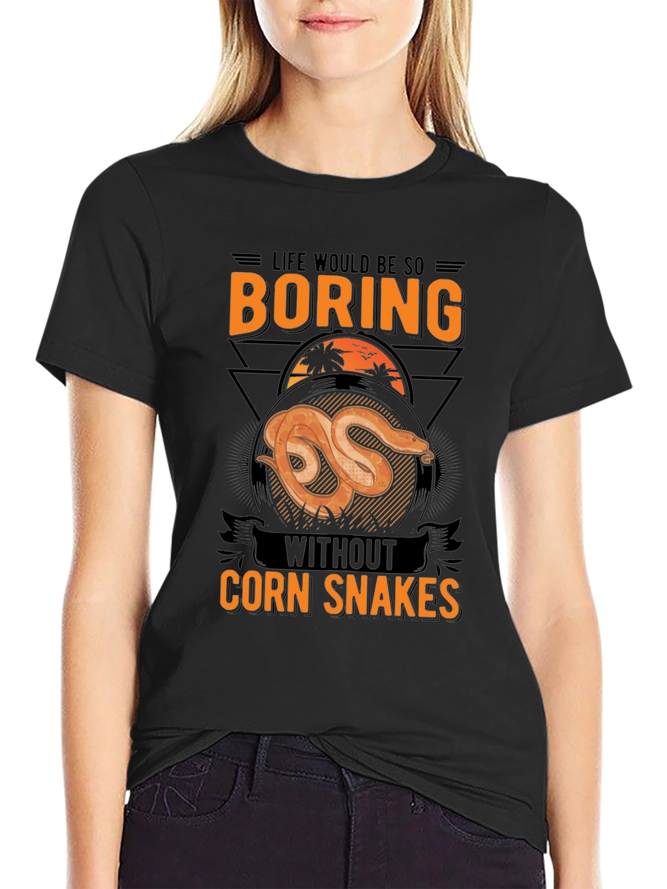 Black Boring Without Corn Snakes T-Shirt view 2