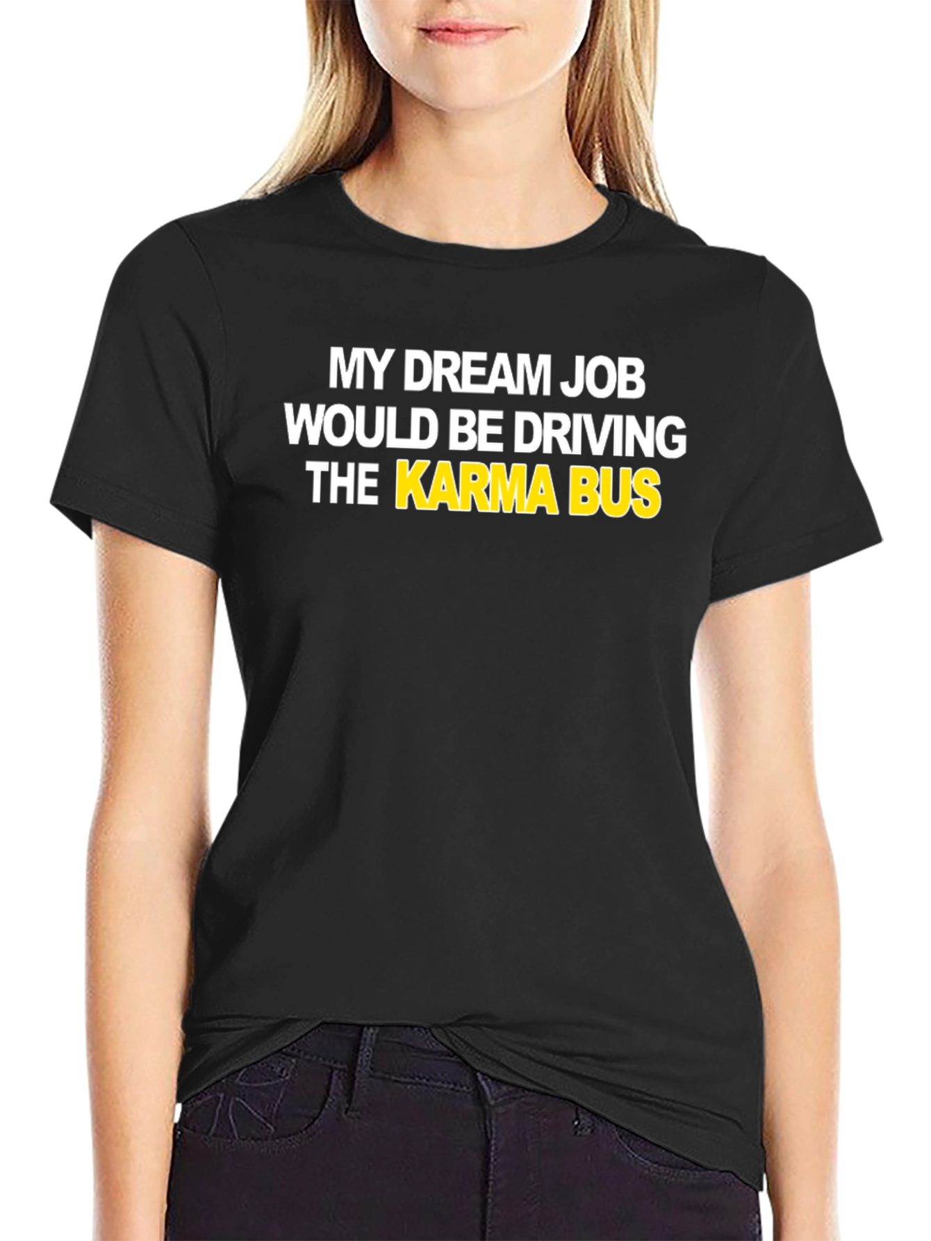 Black Karma Bus Graphic T-Shirt - Novelty Statement Tee view 2