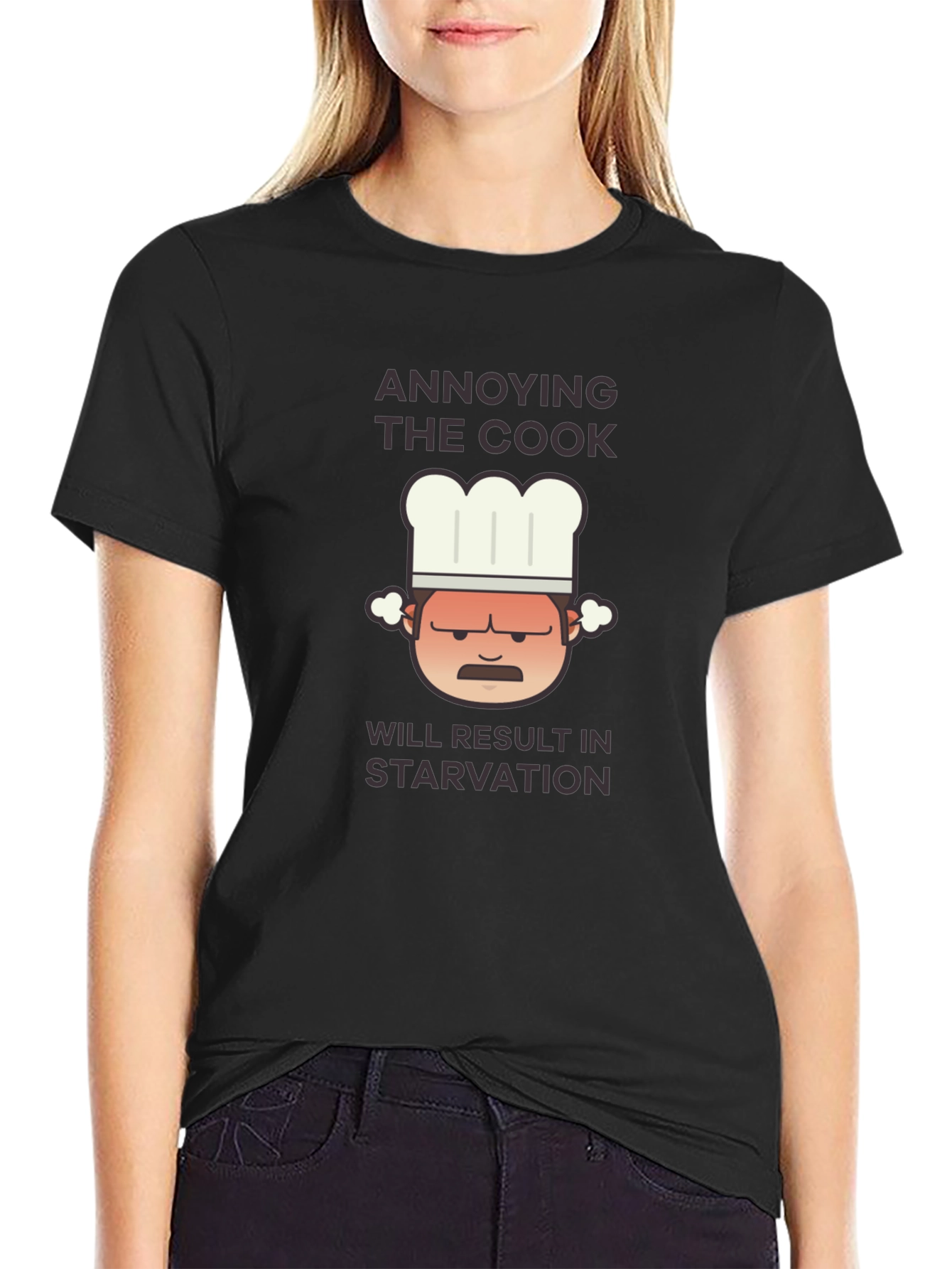 Black Annoying The Cook Funny T-Shirt view 2