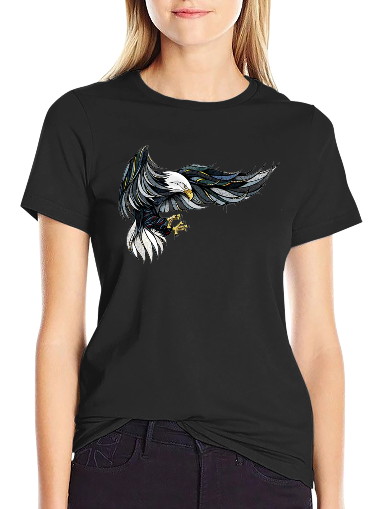 Black Eagle Graphic Print Black T-Shirt view 2