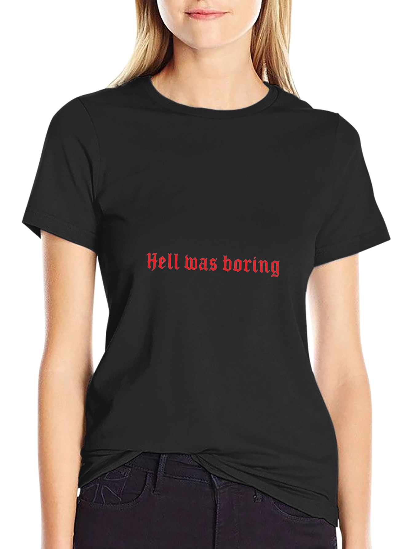 Black Hell Was Boring Graphic T-Shirt - Black view 2