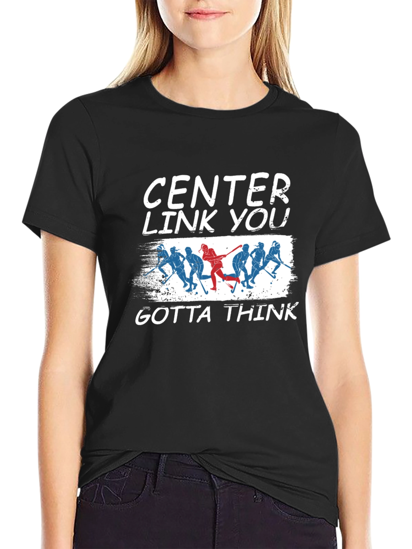 Black Center Link You Gotta Think Hockey Graphic Tee view 2