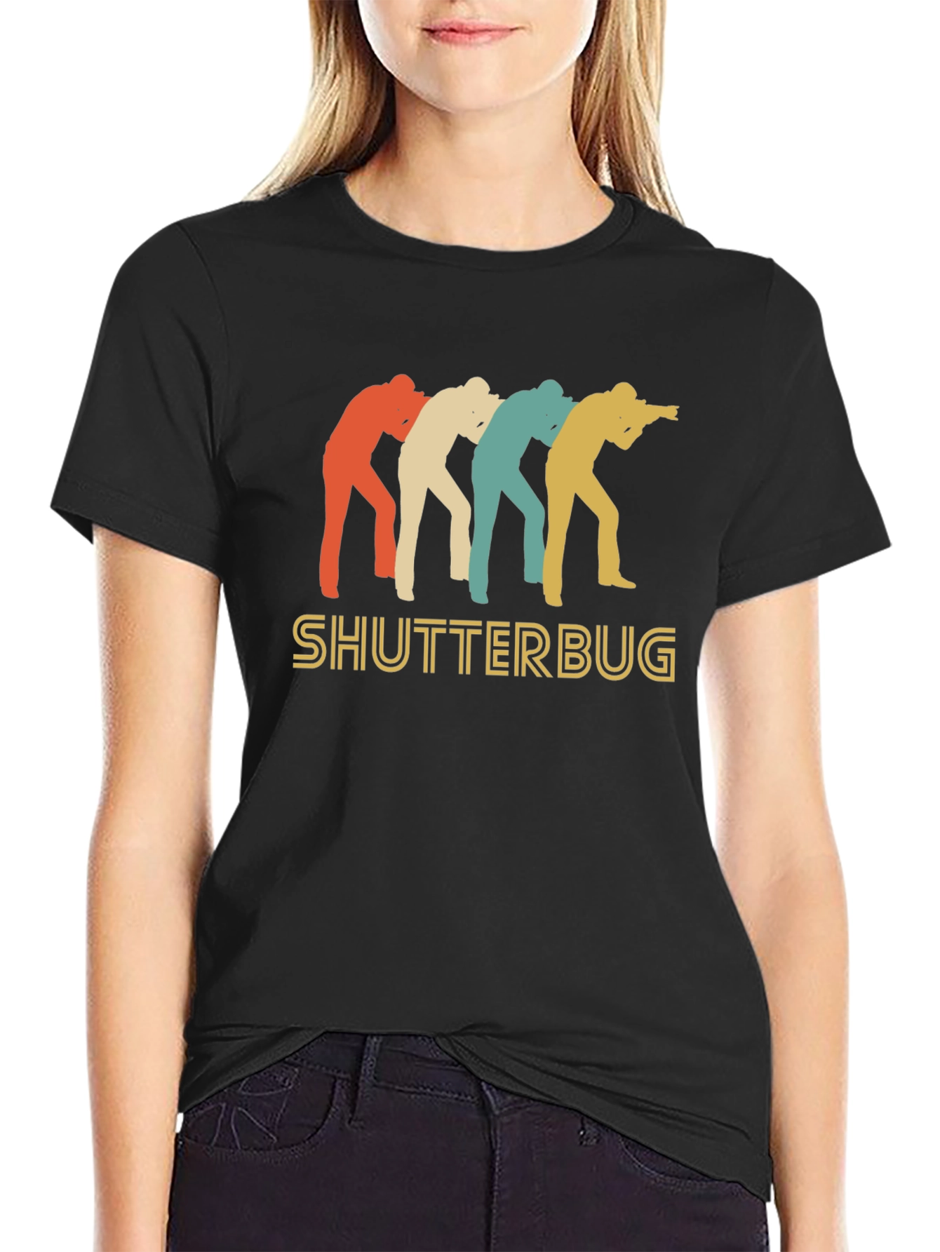 Black Shutterbug Retro Style T-Shirt view 2