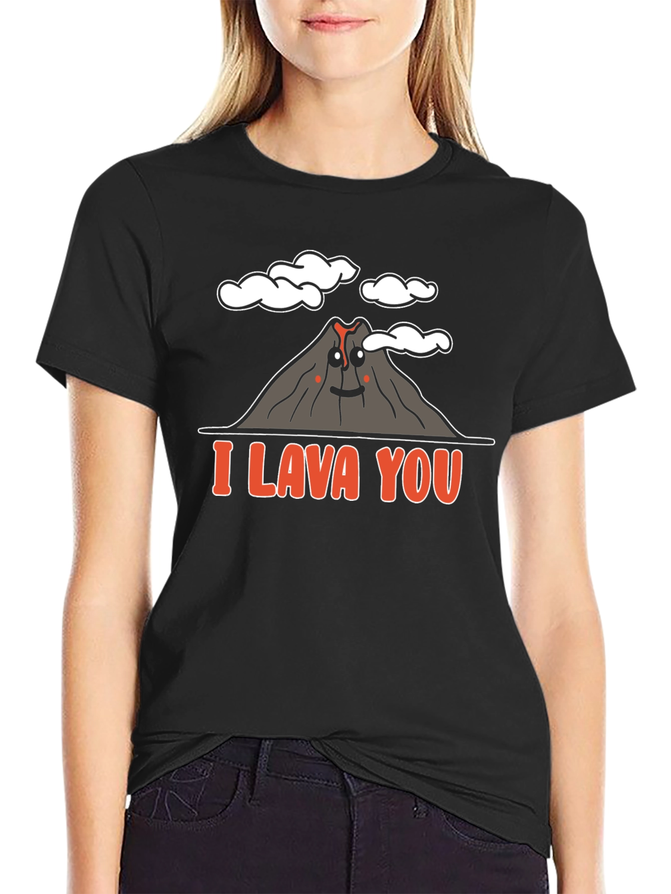 Black I Lava You Graphic T-Shirt - Volcano Love Pun view 2