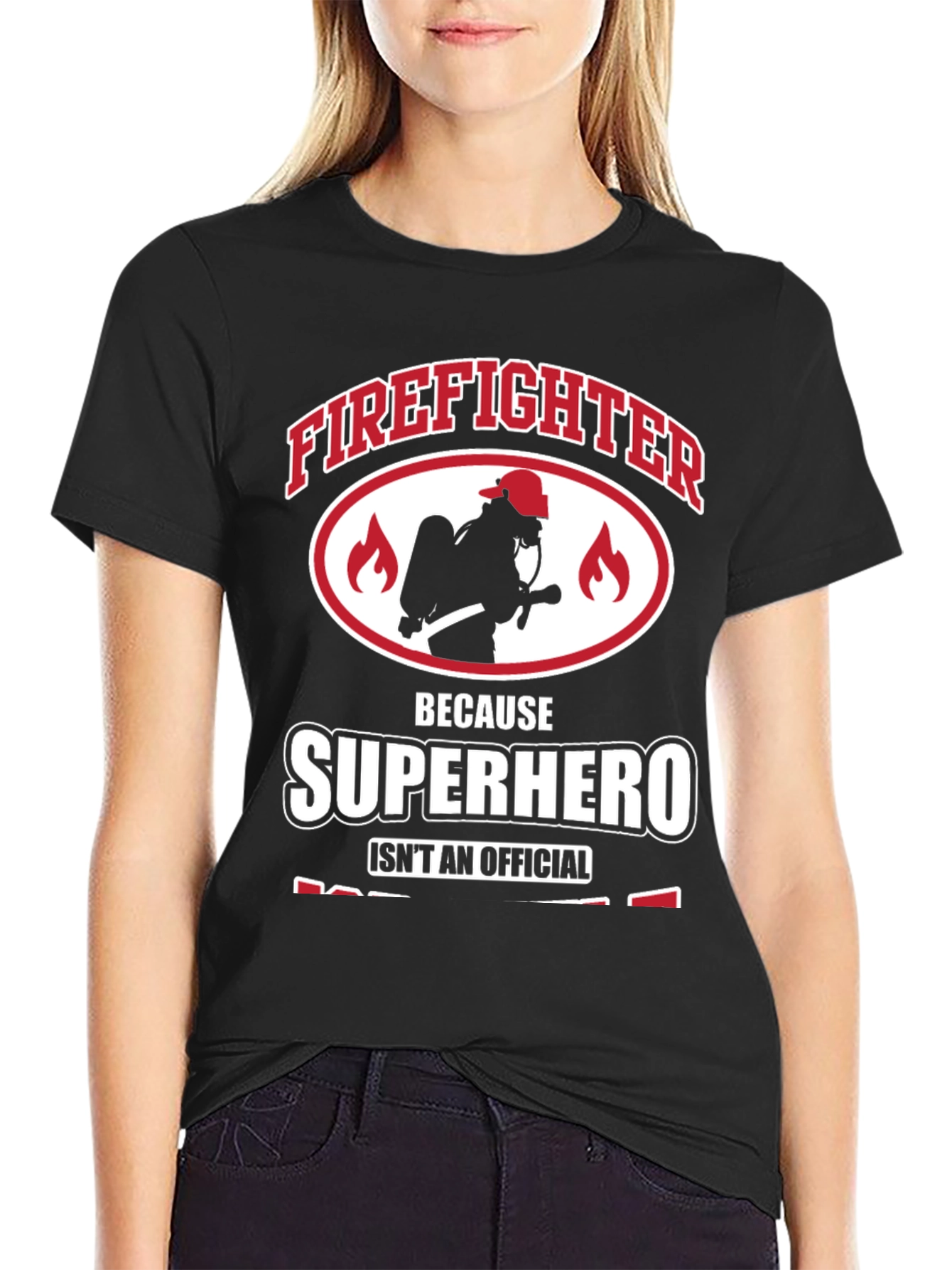Black Firefighter Superhero Graphic Tee - Heroic Design view 2