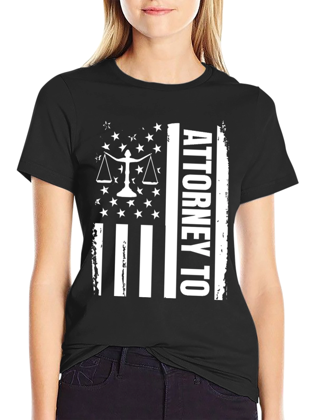 Black Attorney American Flag Graphic T-Shirt view 2