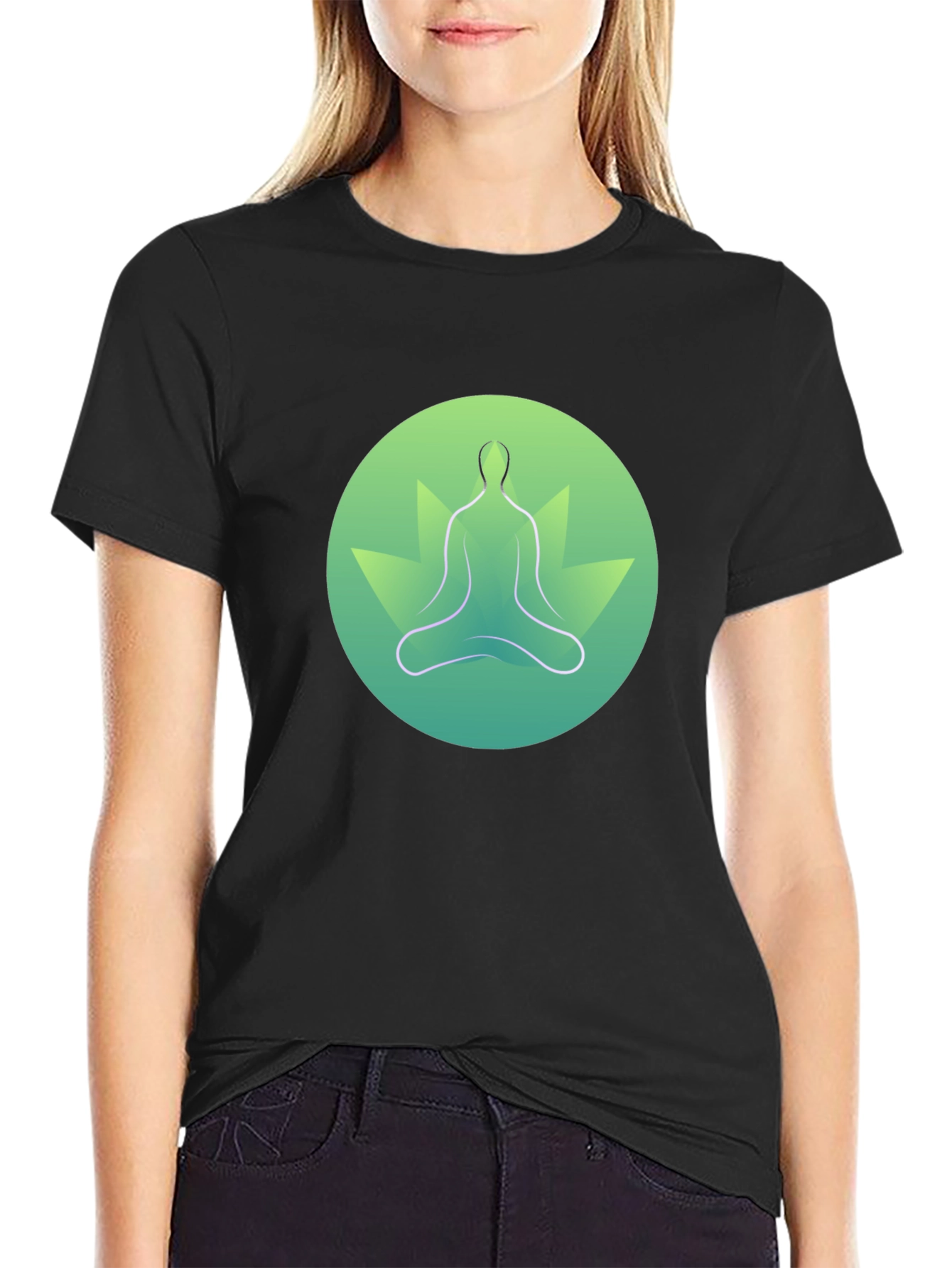 Yoga Pose Graphic Black T-Shirt - 2
