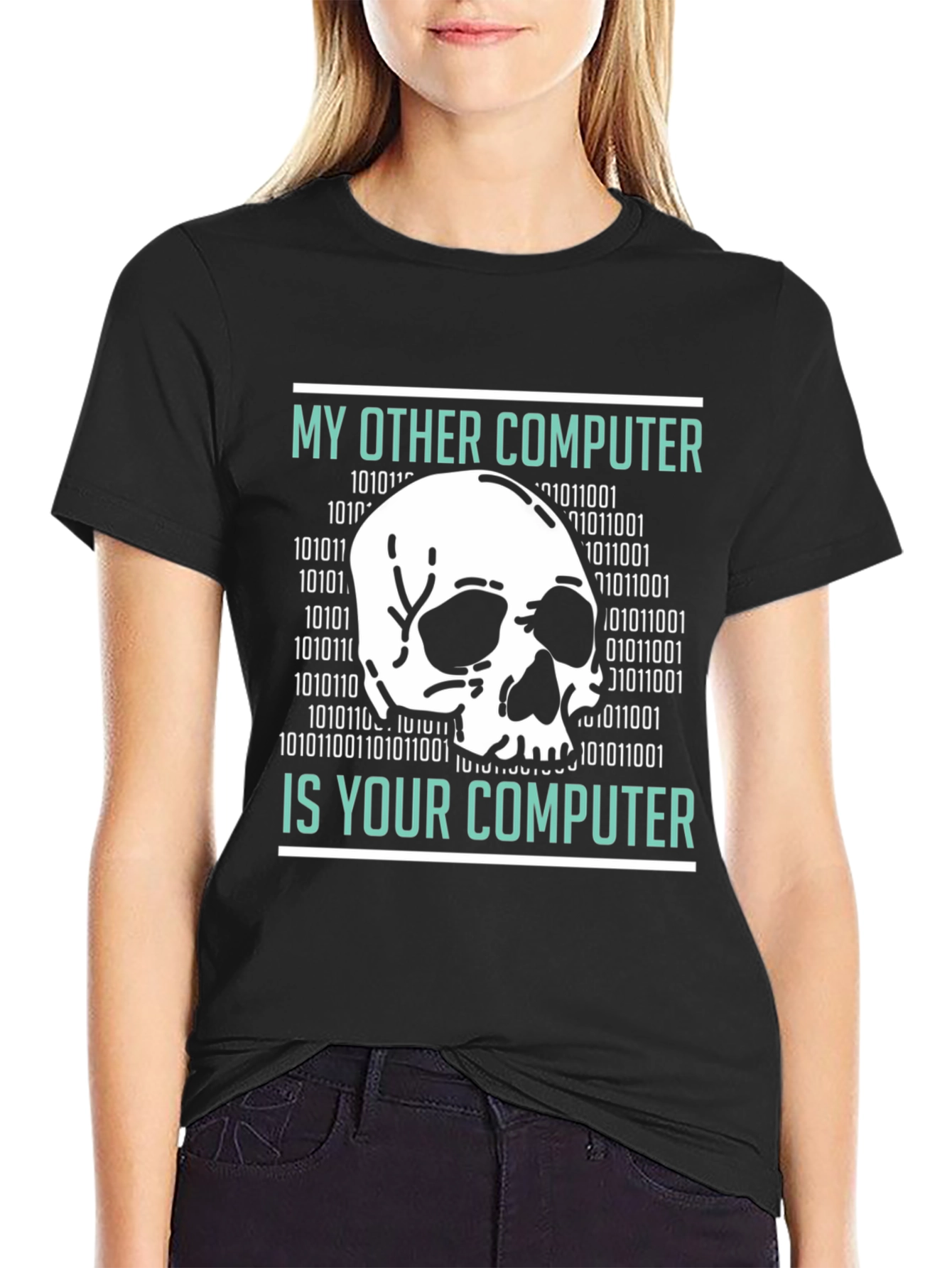 Black My Other Computer T-Shirt - Hacking Design view 2