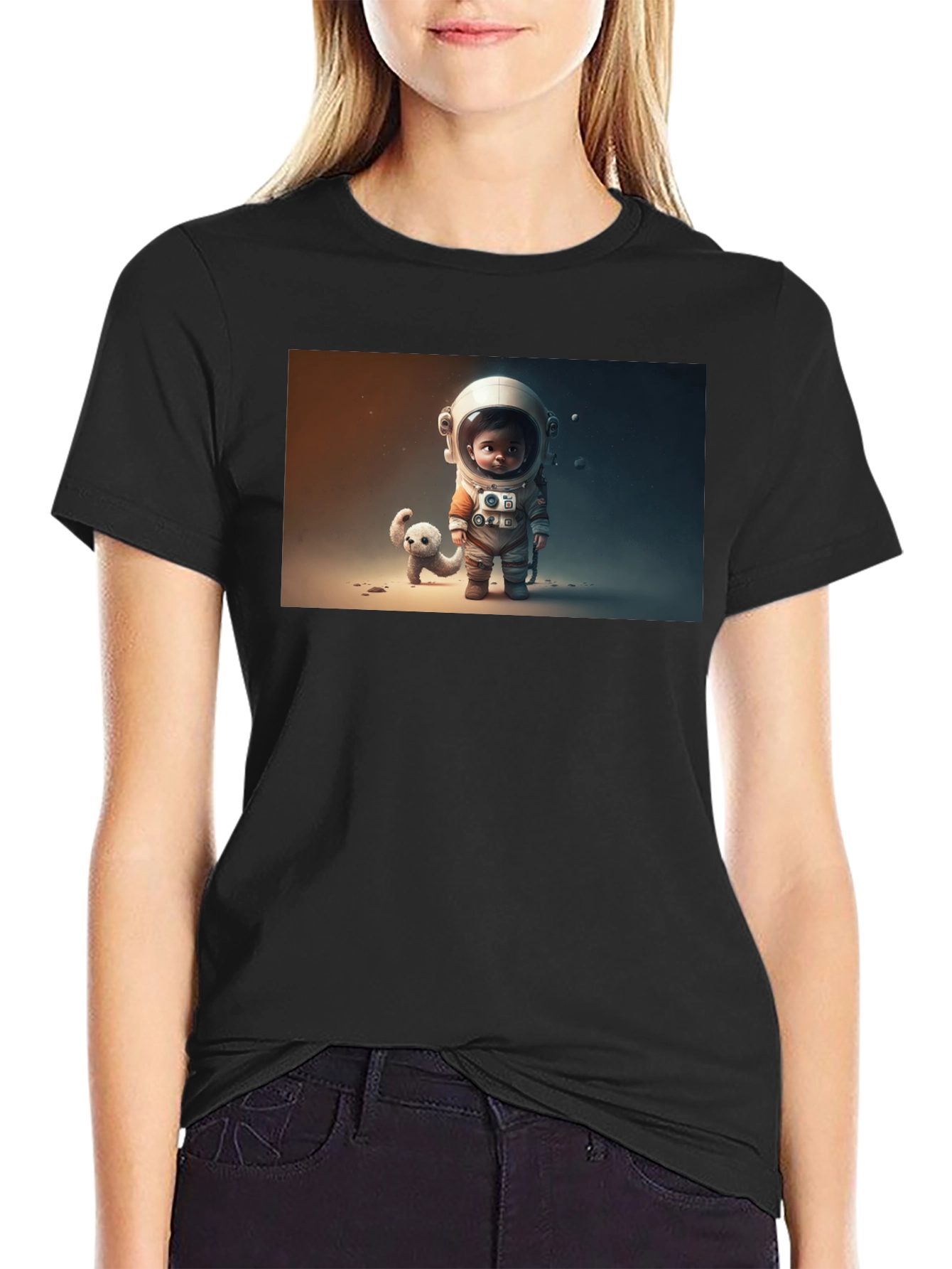 Black Astronaut & Friend Graphic Tee - Black view 2