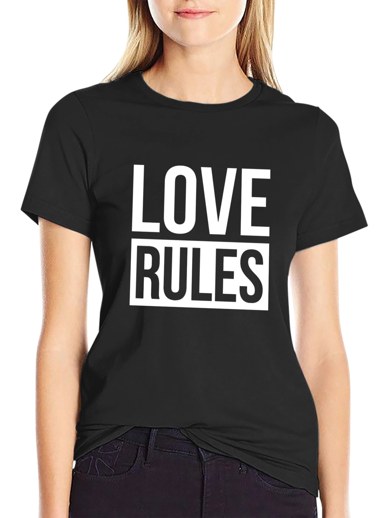 Black Love Rules Graphic Black T-Shirt view 2