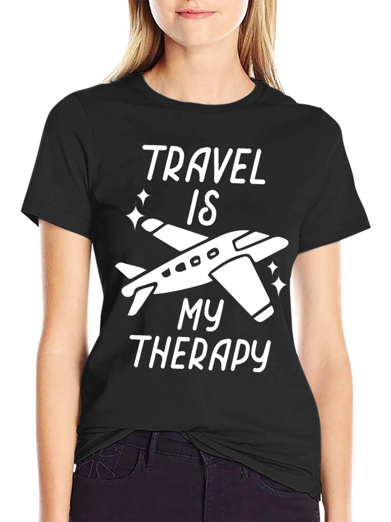 Black Travel Therapy T-Shirt view 2