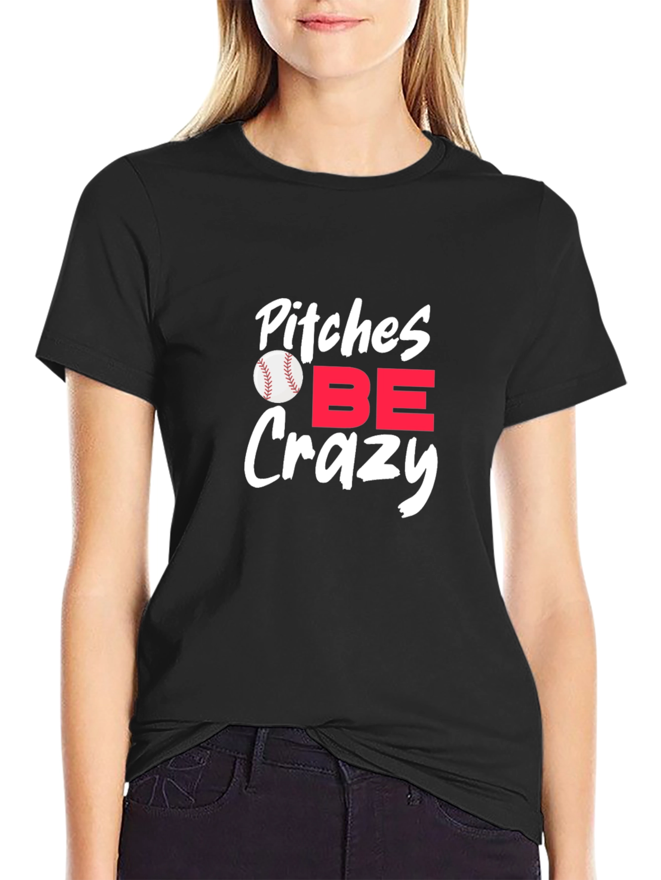 Black Pitches Be Crazy Graphic Tee - Baseball Fan Apparel view 2