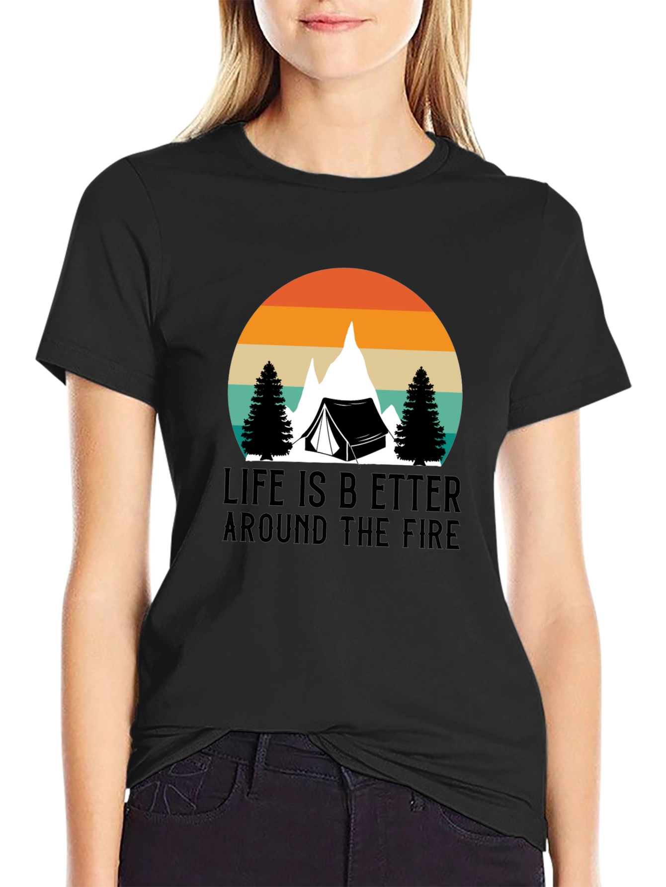 Black Life is Better Around the Fire Black Camping T-Shirt view 2