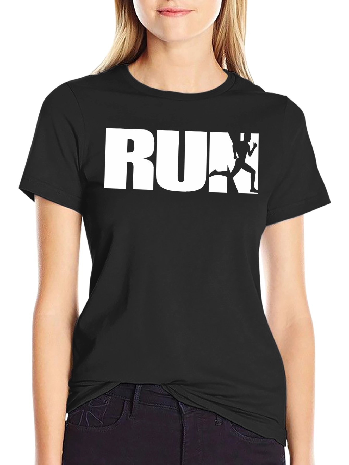 Black Run Graphic Tee - Black Cotton Casual Shirt view 2