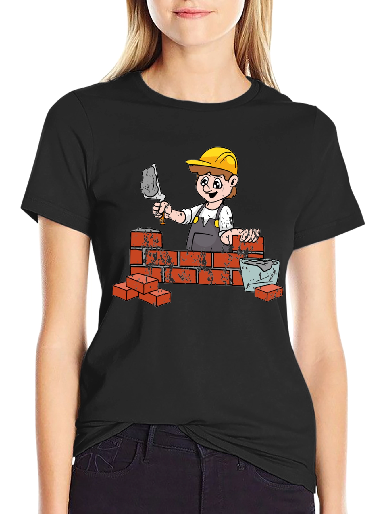 Black Construction Worker Graphic Tee view 2