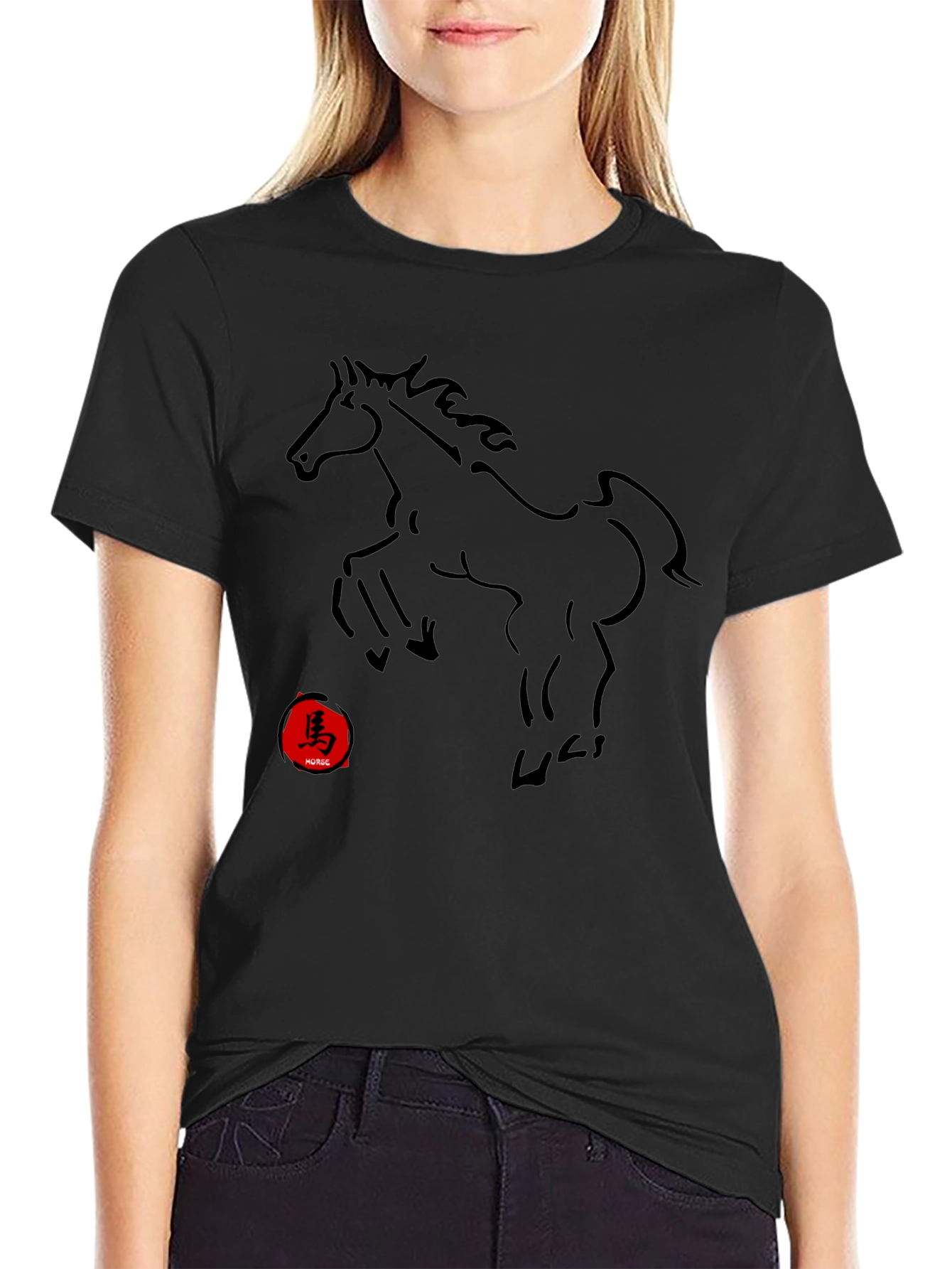 Black Black Horse Graphic Tee - Year of the Horse Design view 2