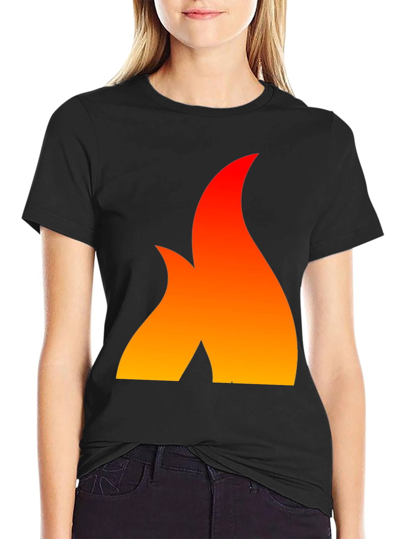 Black Fiery Flame Graphic Tee - Bold Statement Shirt view 2