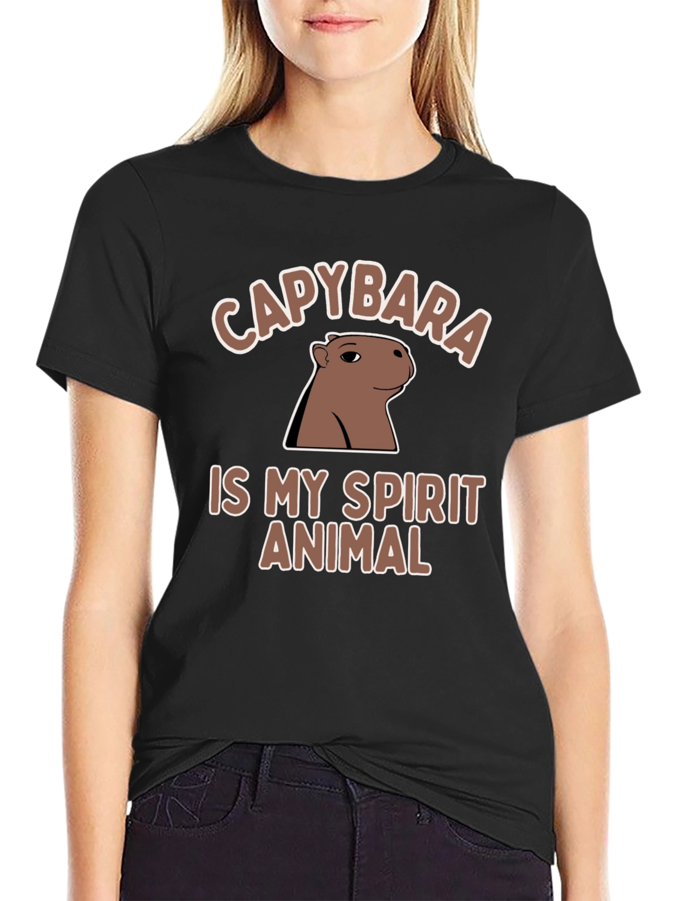 Black Capybara Spirit Animal T-Shirt - Unique Graphic Tee view 2