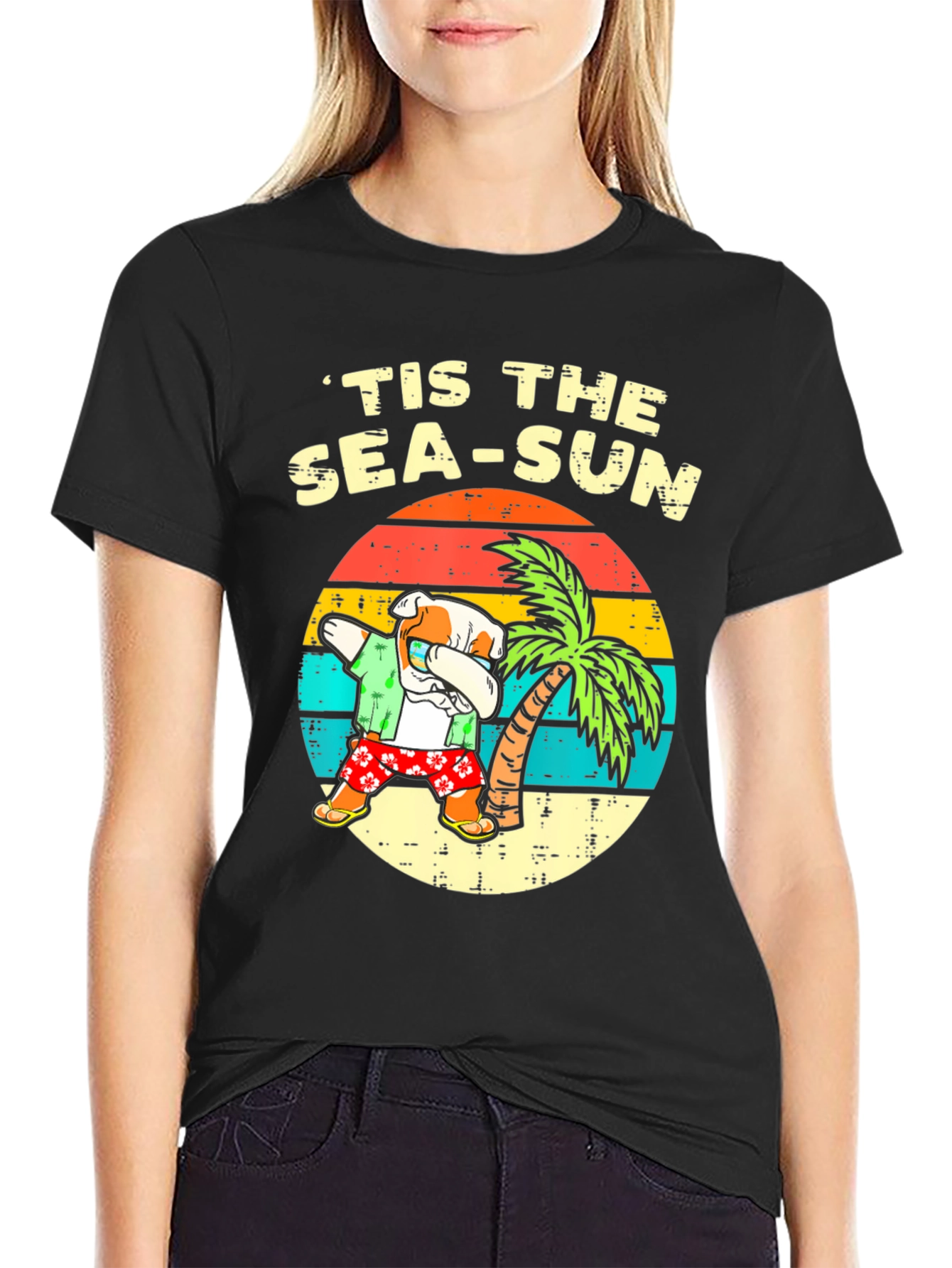Black 'Tis the Sea-Sun' Graphic T-Shirt view 2