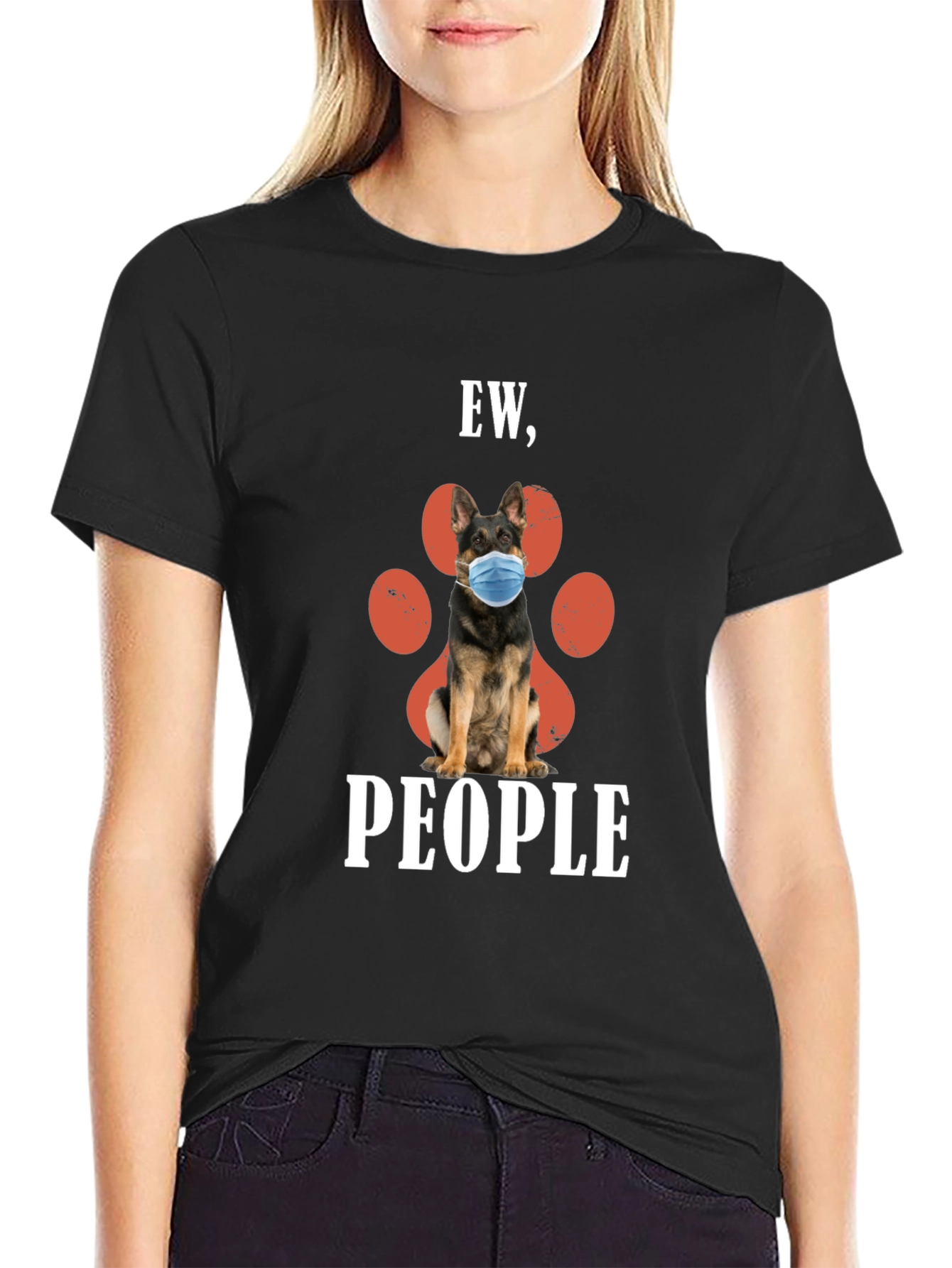 Black Ew, People Dog Paw Print T-Shirt view 2