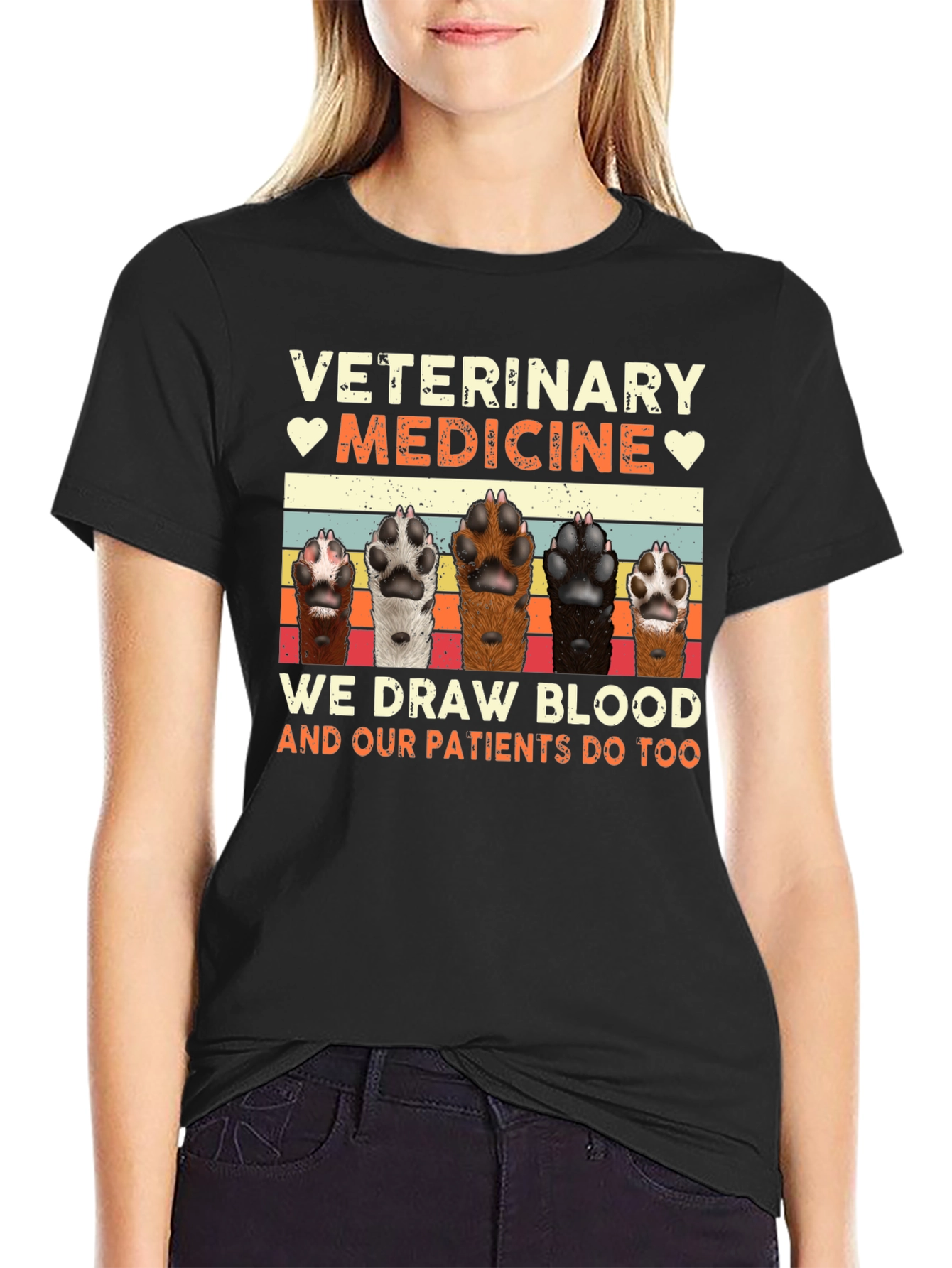 Black Veterinary Medicine Pet Paw T-Shirt view 2