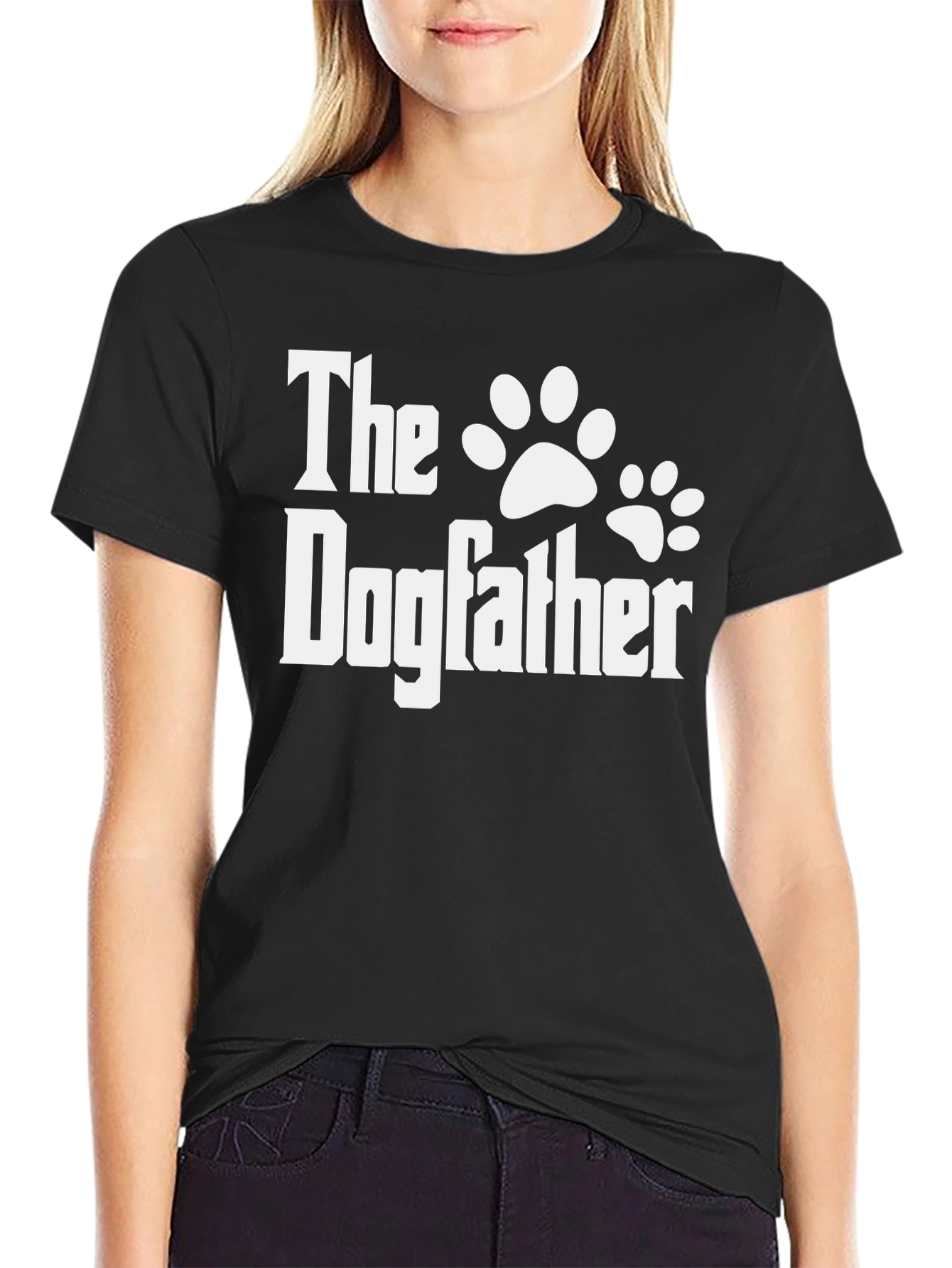 Black The Dogfather T-Shirt - Funny Dog Lover Tee view 2