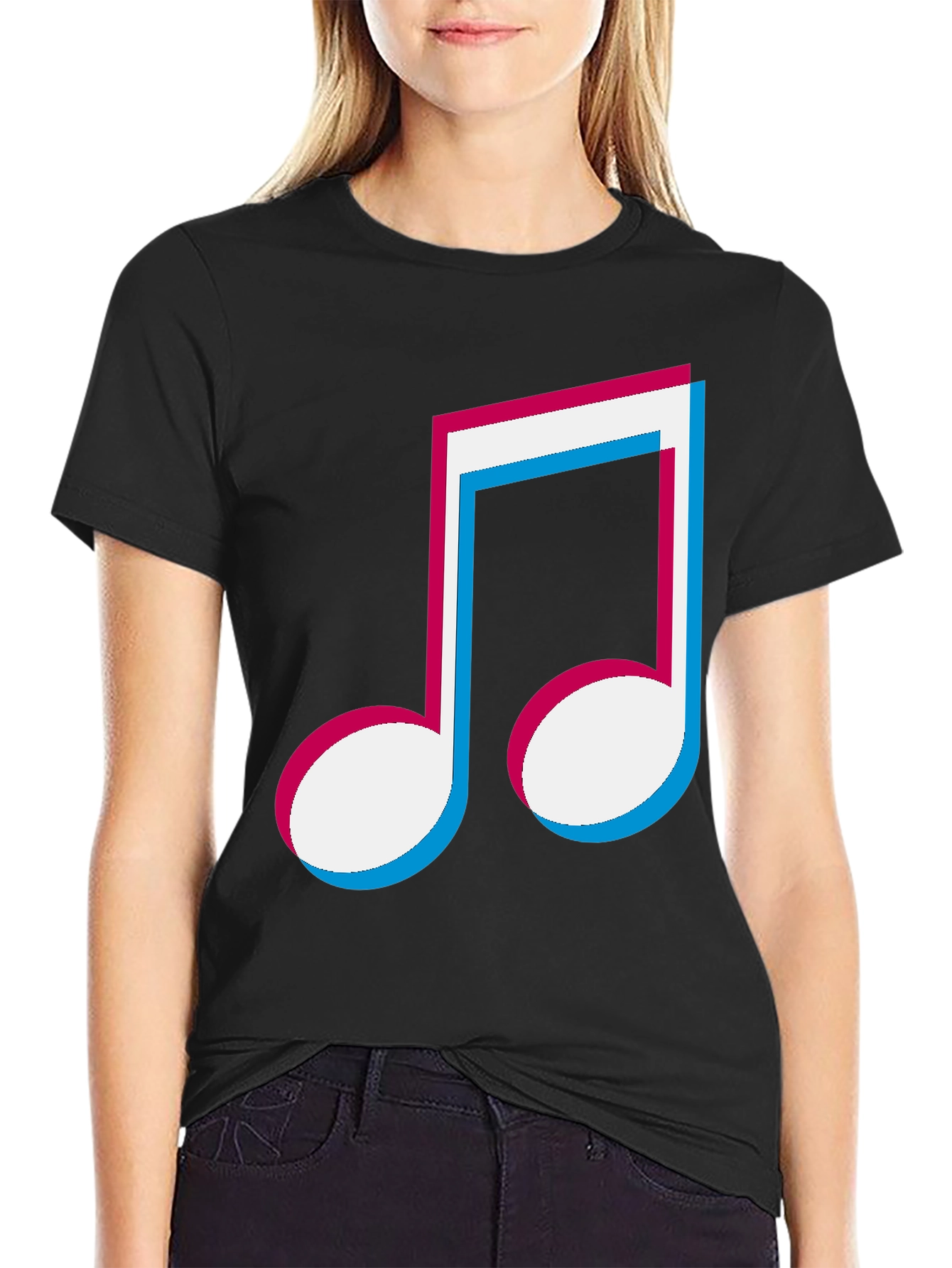 Black Musical Note Graphic Tee - Black T-Shirt view 2