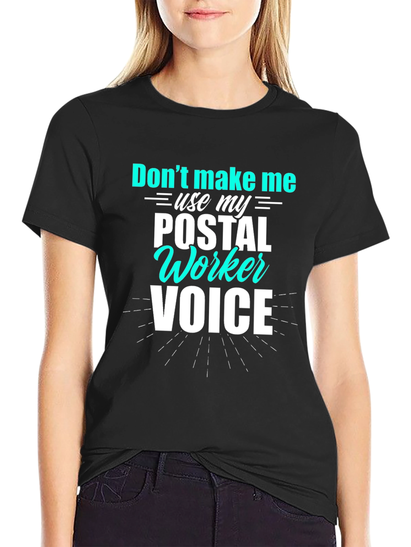 Black Postal Worker Voice T-Shirt Funny Mail Carrier Tee view 2