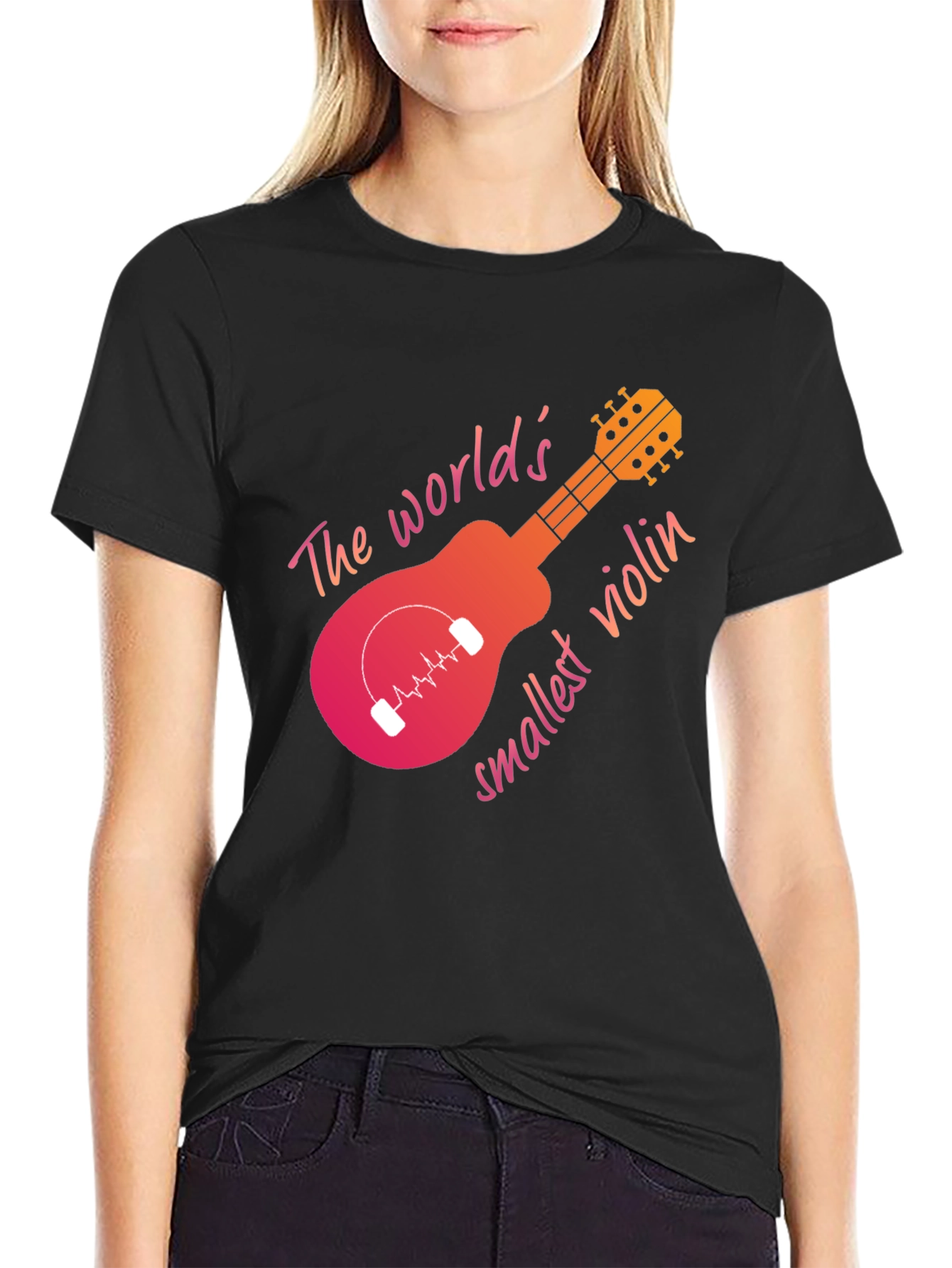 Black World's Smallest Violin Graphic Tee - Black view 2