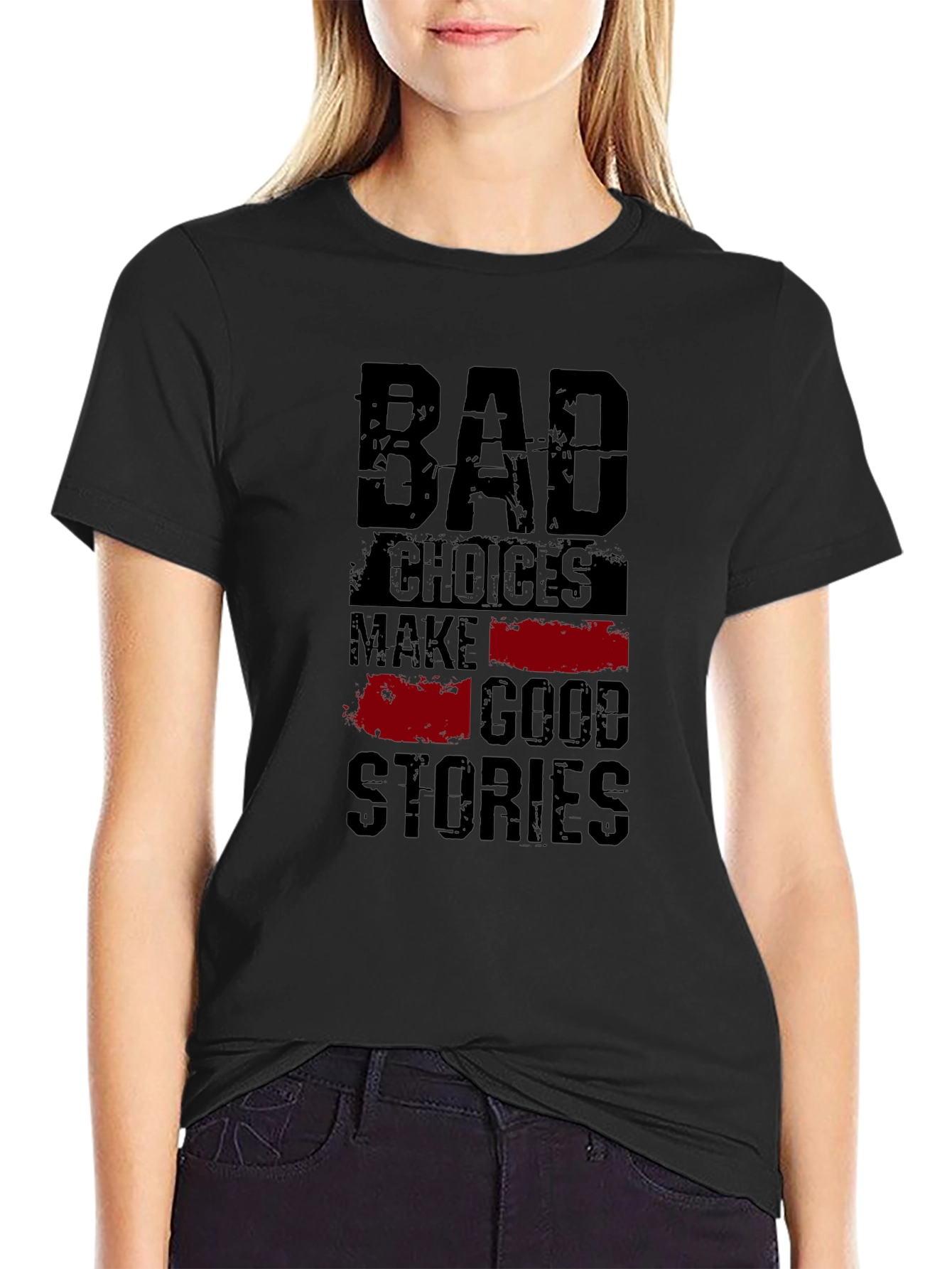 Black Bad Choices Good Stories Graphic Tee view 2