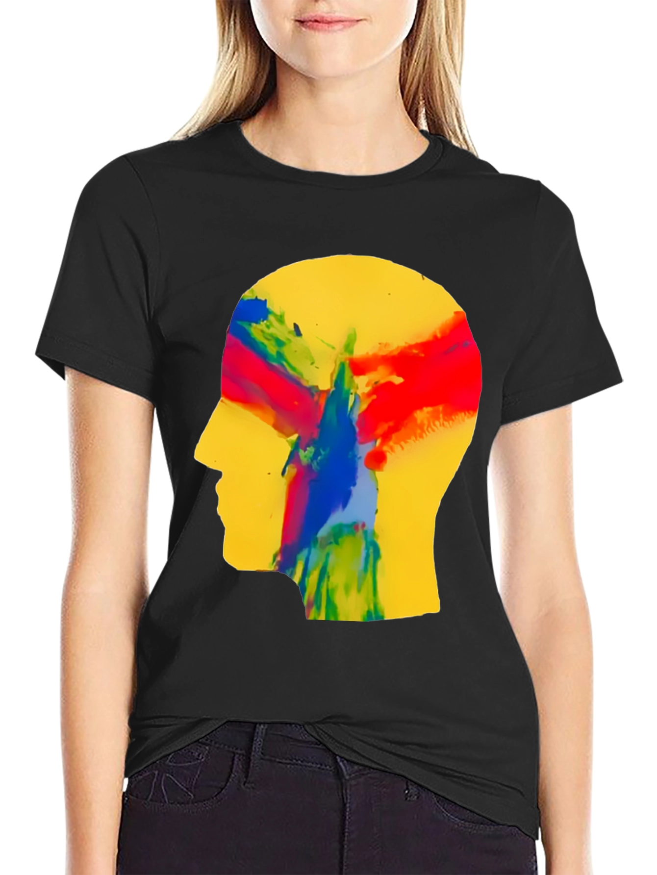 Black Abstract Mind T-Shirt - Artistic Expression view 2