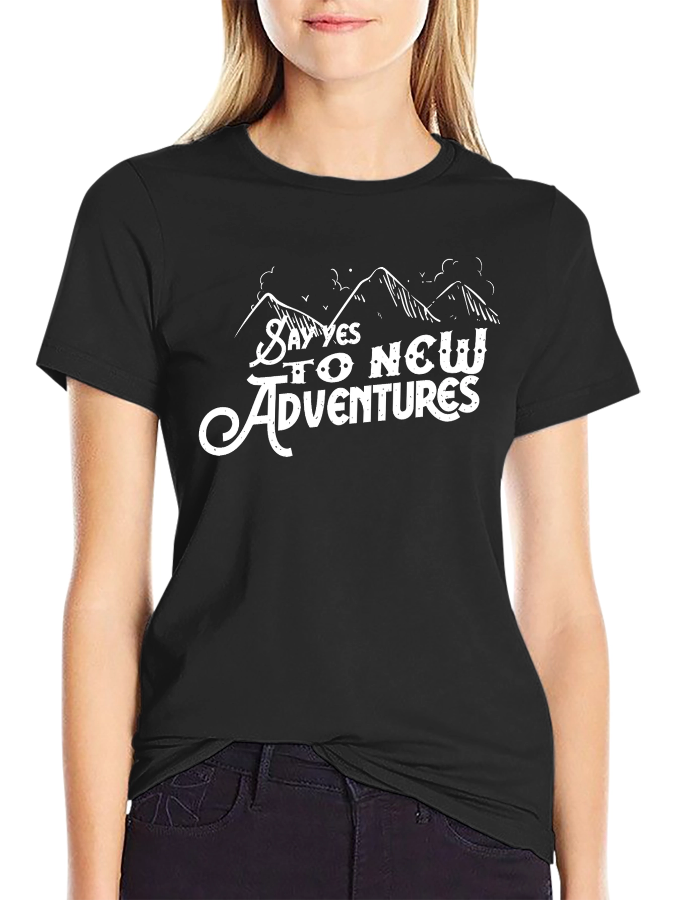 Black Say Yes to New Adventures Graphic Tee - Black view 2
