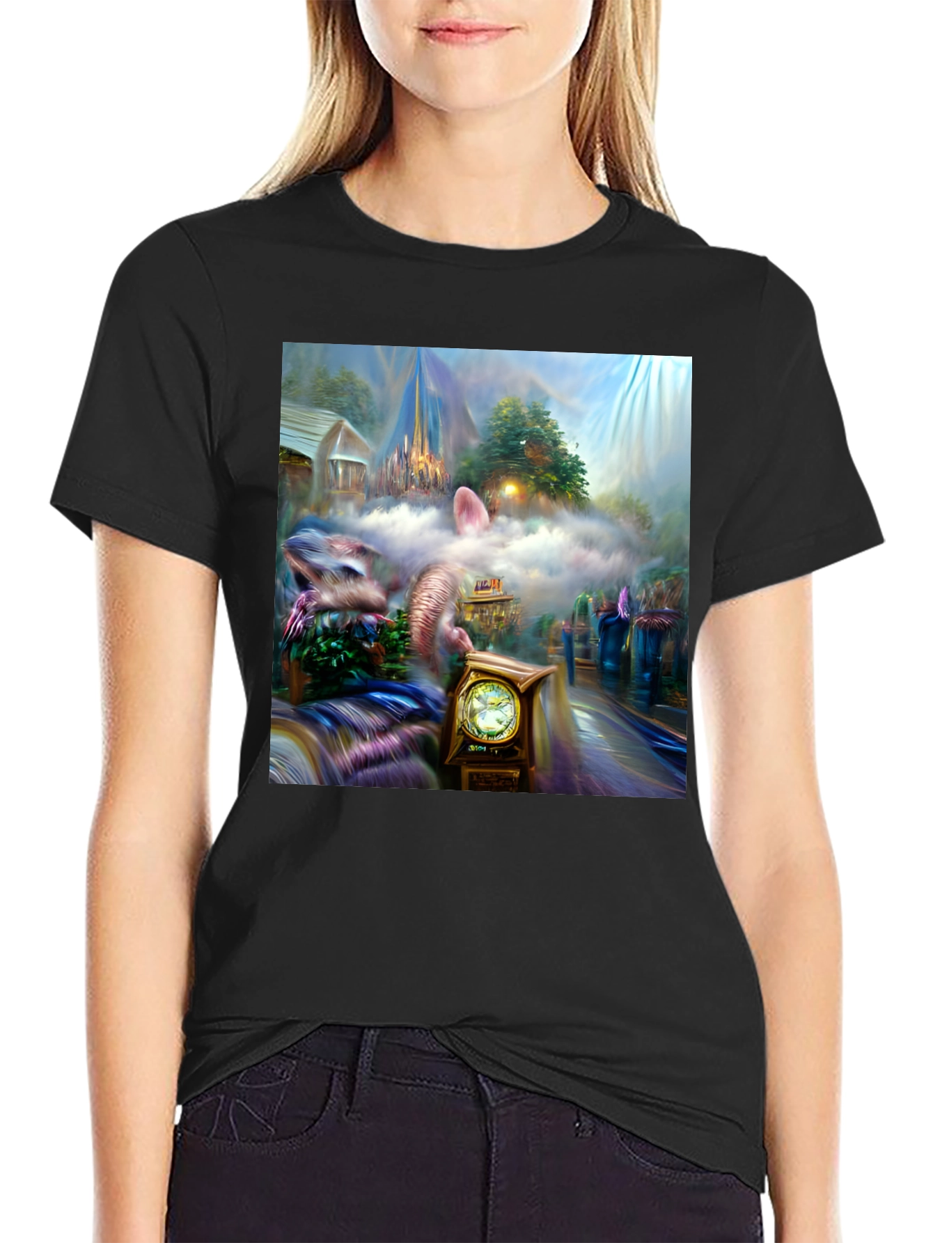Black Surreal Fantasy T-Shirt view 2