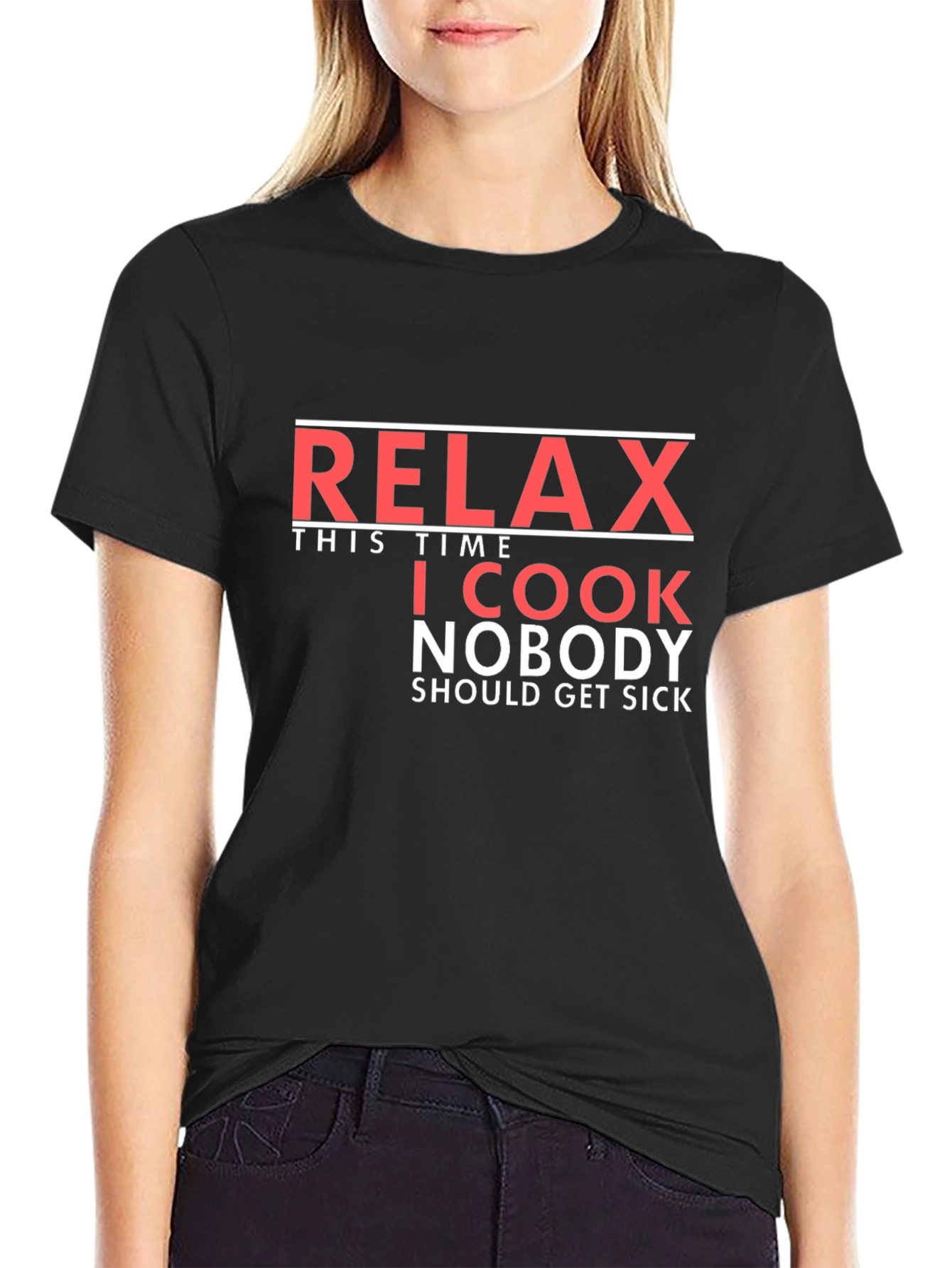 Black Relax, I Cook: Novelty Graphic T-Shirt view 2