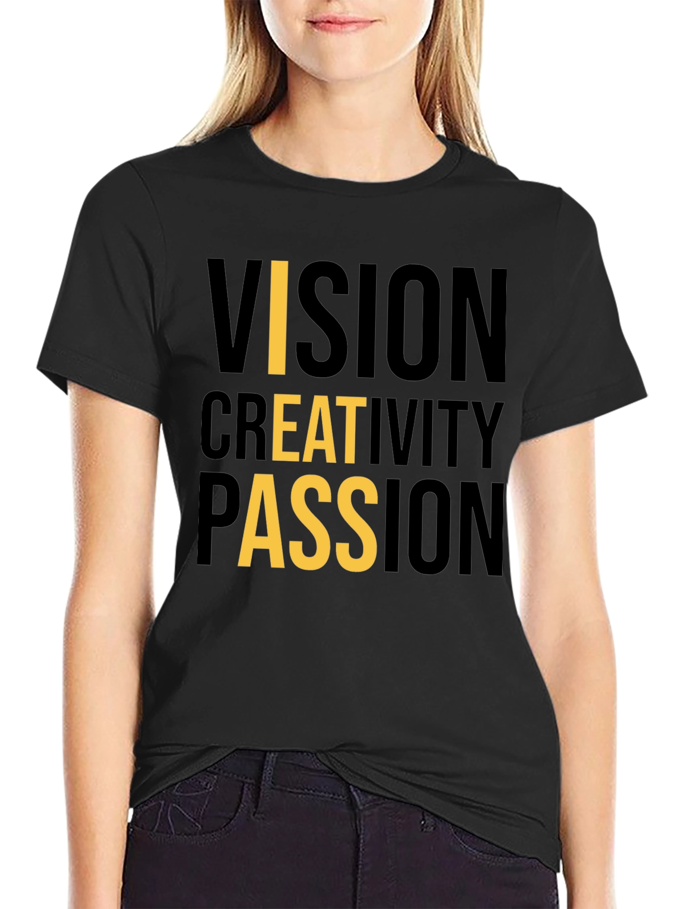 Black Vision Creativity Passion Black Graphic Tee view 2