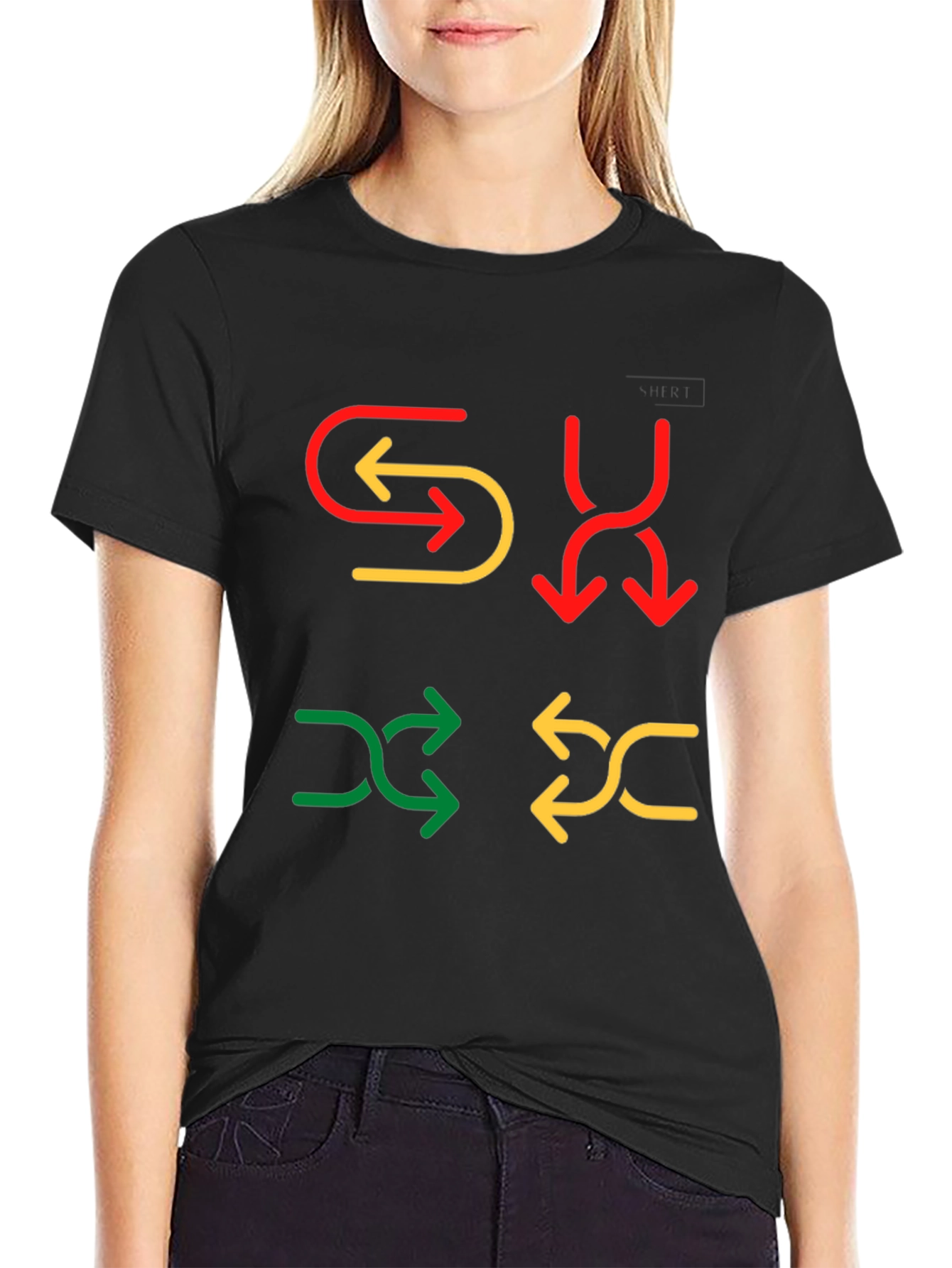 Black Colorful Arrow Graphic Print Tee view 2
