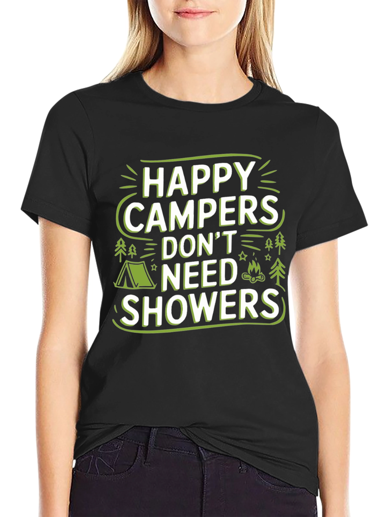 Black Happy Campers Graphic T-Shirt view 2