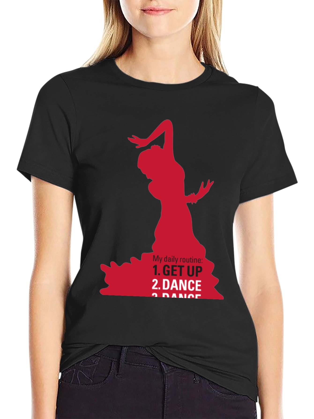 Black Flamenco Dancer Graphic Tee - Daily Routine T-Shirt view 2