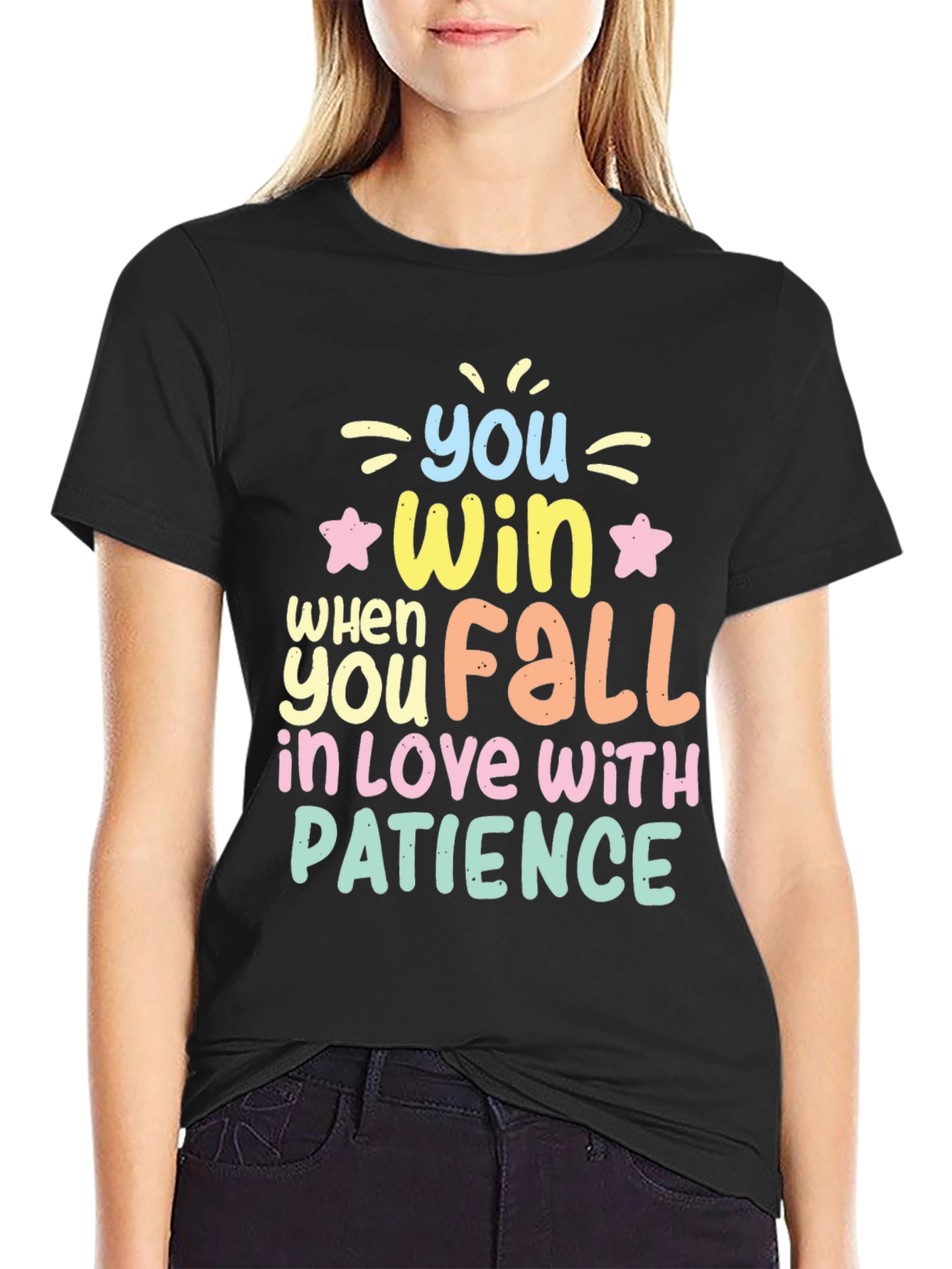 Black Win With Patience T-Shirt - Inspiring Graphic Tee view 2