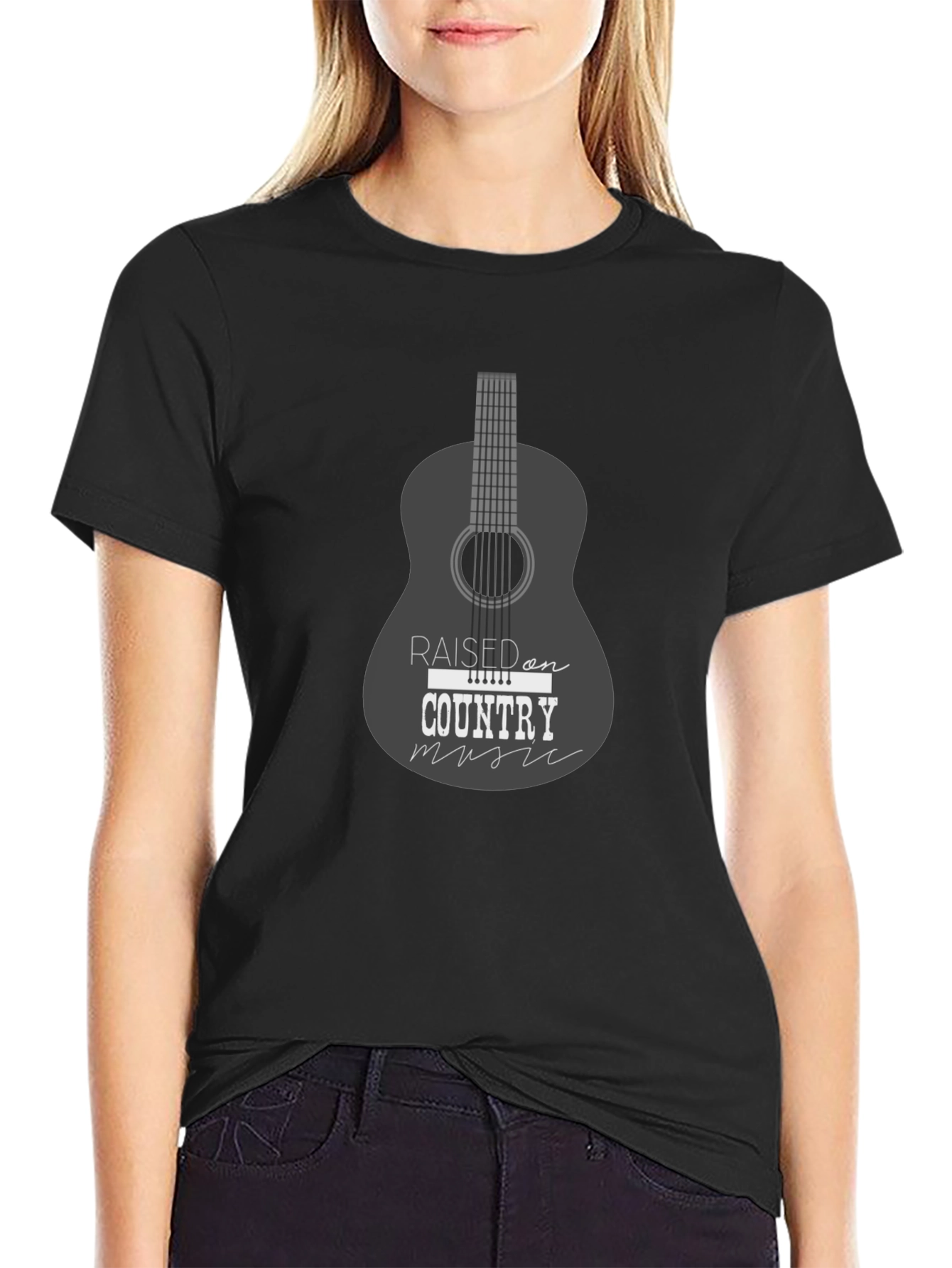 Black Country Music Guitar T-Shirt view 2
