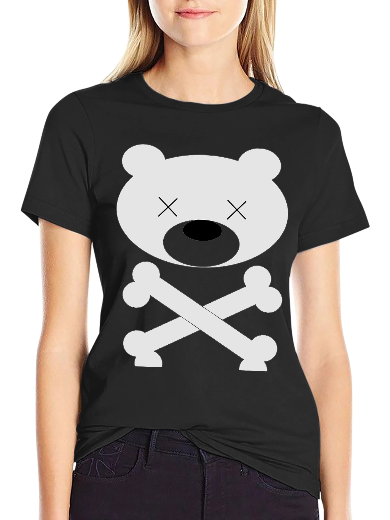 Black Bear Bones Graphic T-Shirt - Men's Crew Neck view 2