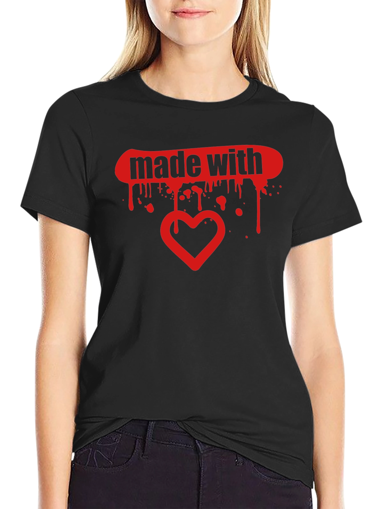 Black Made With Love Graphic Tee - Soft Black Cotton T-Shirt view 2