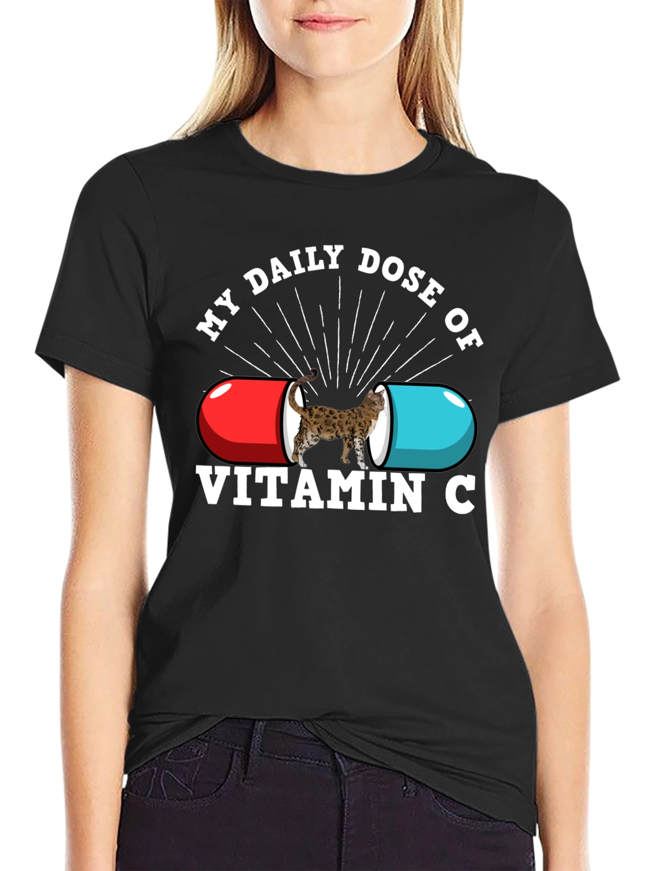 Black My Daily Dose of Vitamin C Novelty T-Shirt view 2