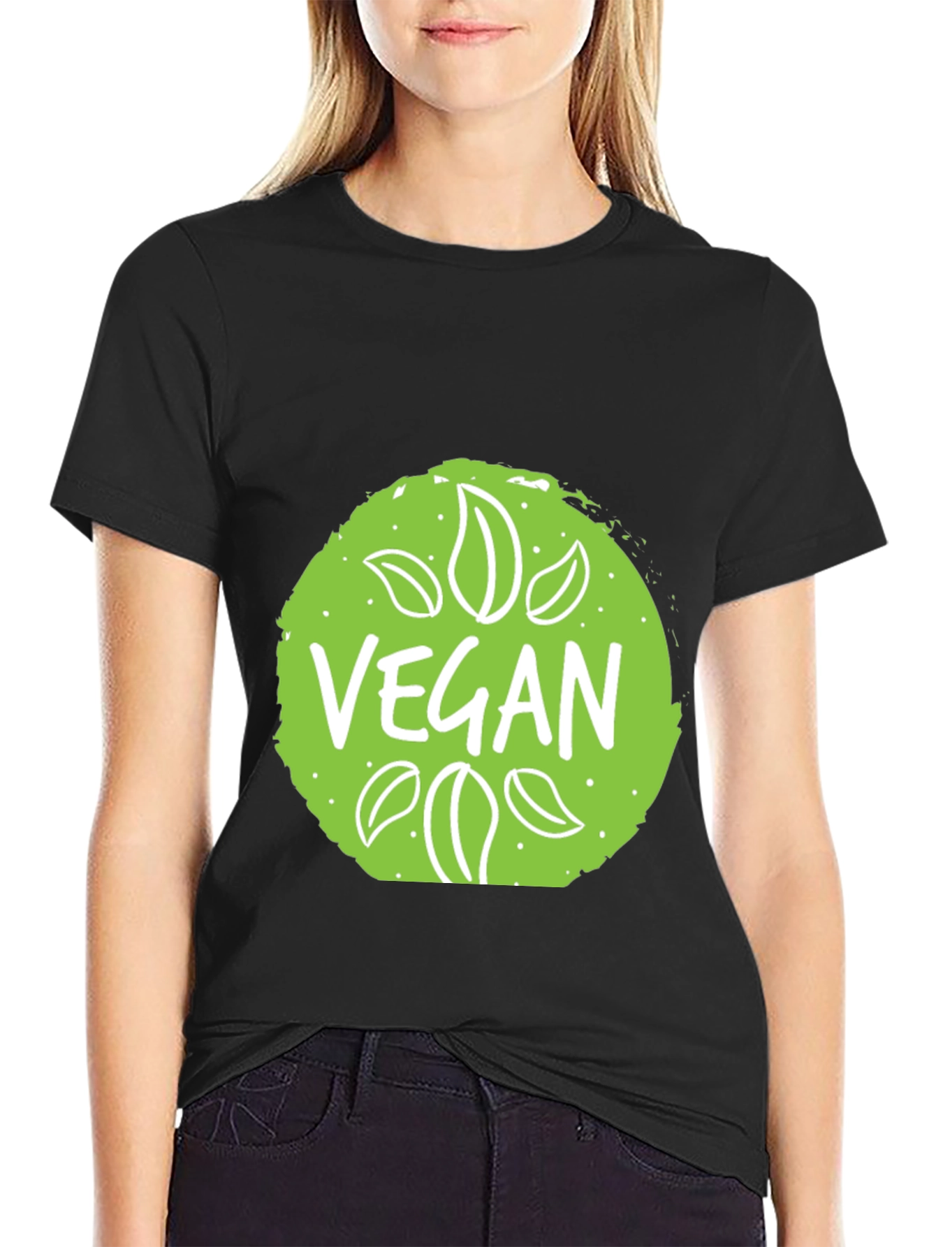 Black Vegan Graphic Tee - Unisex Soft Cotton Blend T-Shirt view 2