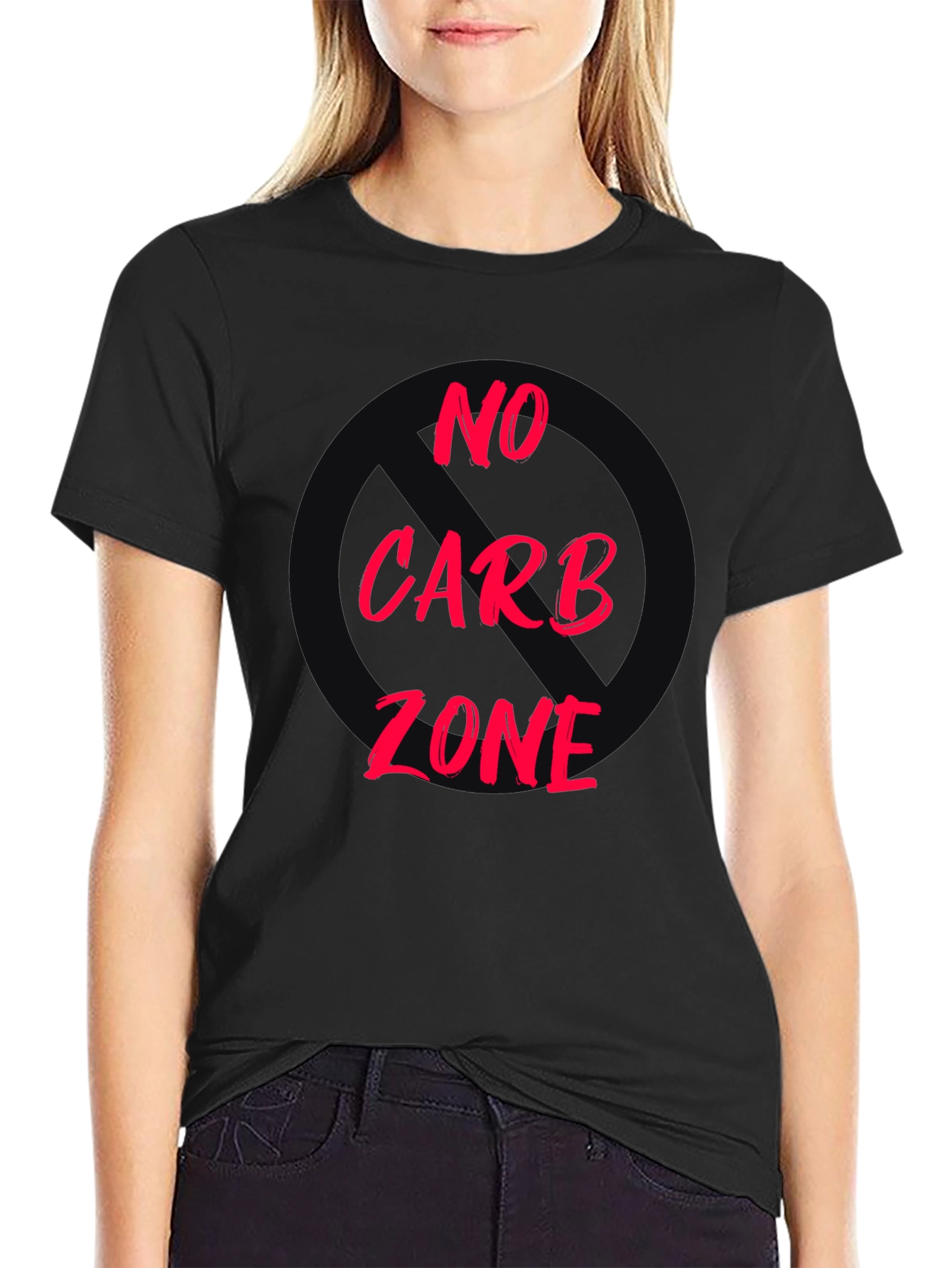 Black No Carb Zone Black T-Shirt view 2