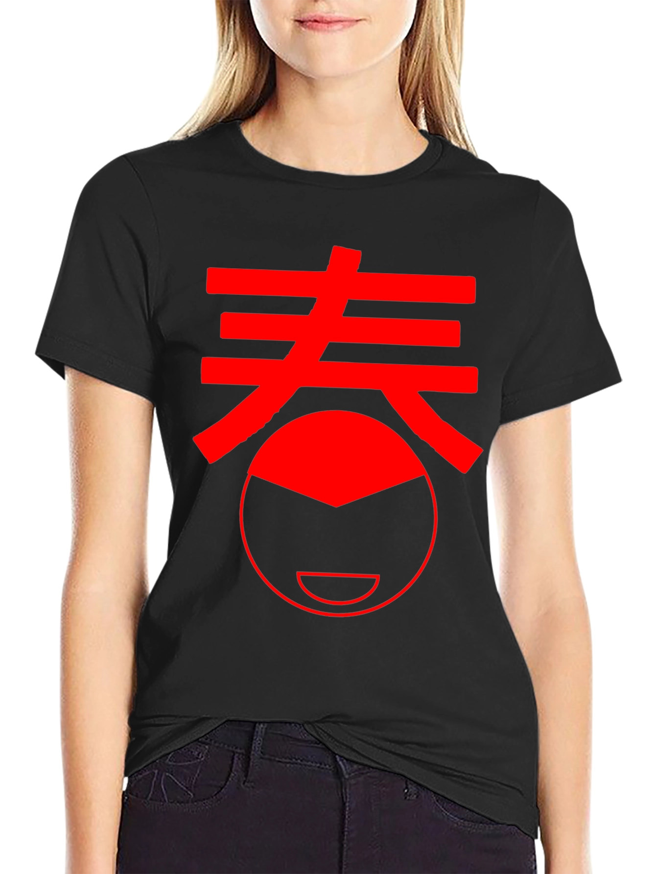 Black Red Spring Kanji Black T-Shirt view 2