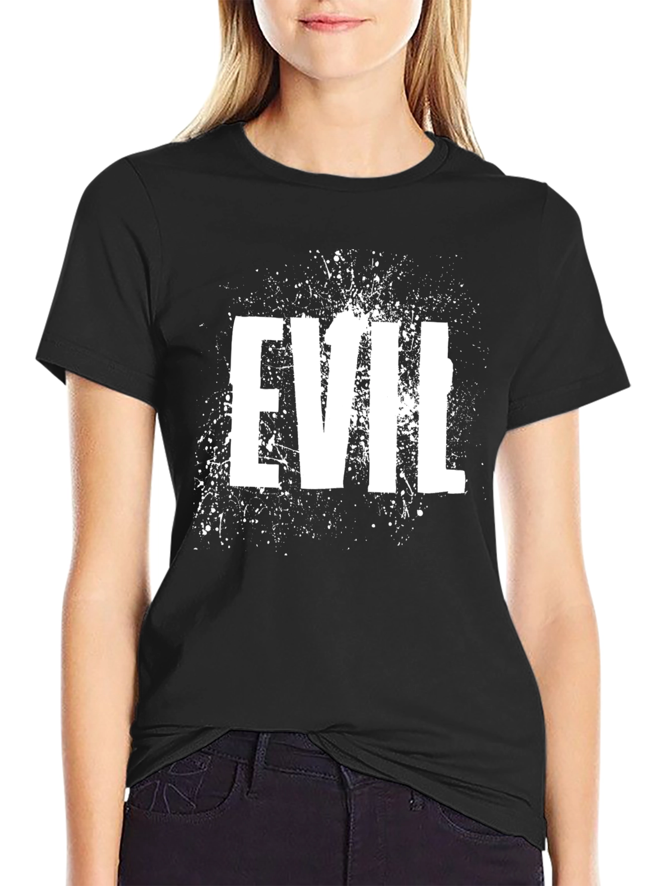 Black Evil Graphic Print T-Shirt - Black view 2