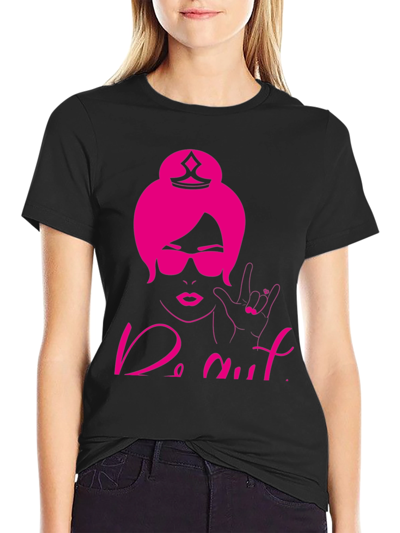 Black Do Nut T-Shirt - Black Crew Neck Tee view 2