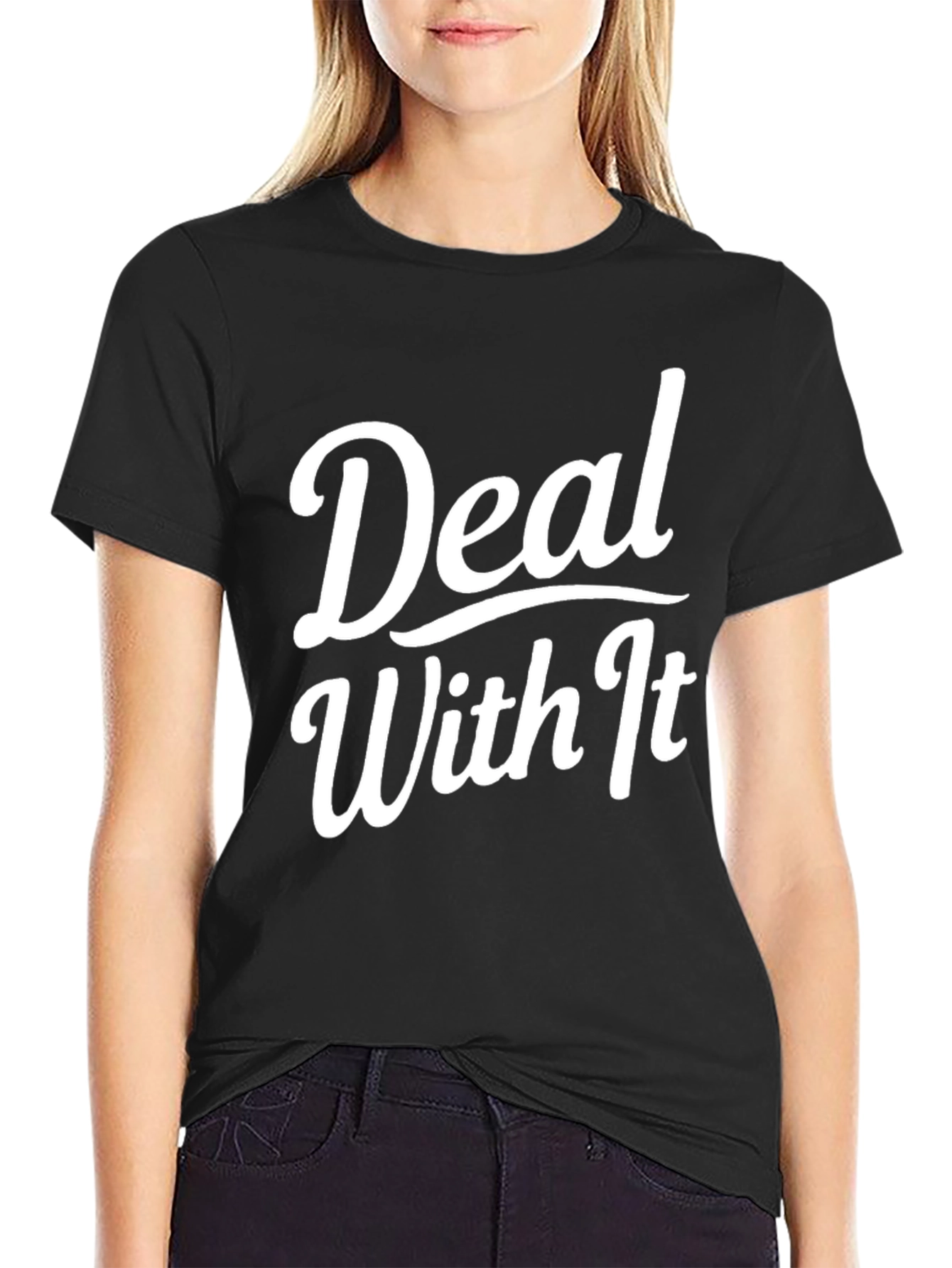 Black Deal With It Graphic Tee - Black view 2